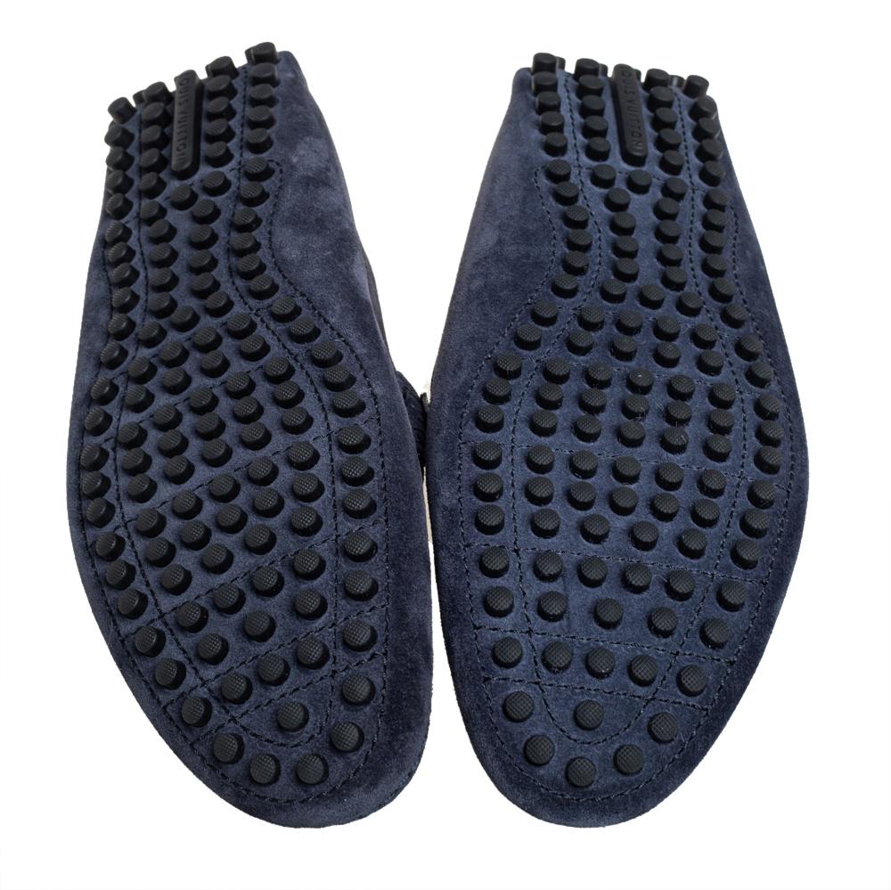 Louis Vuitton Navy Blue Suede Hockenheim Slip On Loafers Size 43.5 2