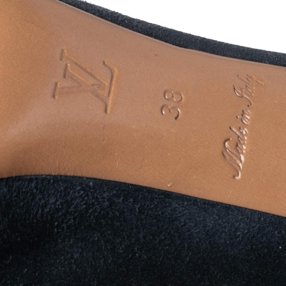 Louis Vuitton Navy Blue Suede Kimono Peep Toe Platform Pumps Size 38 For Sale 3