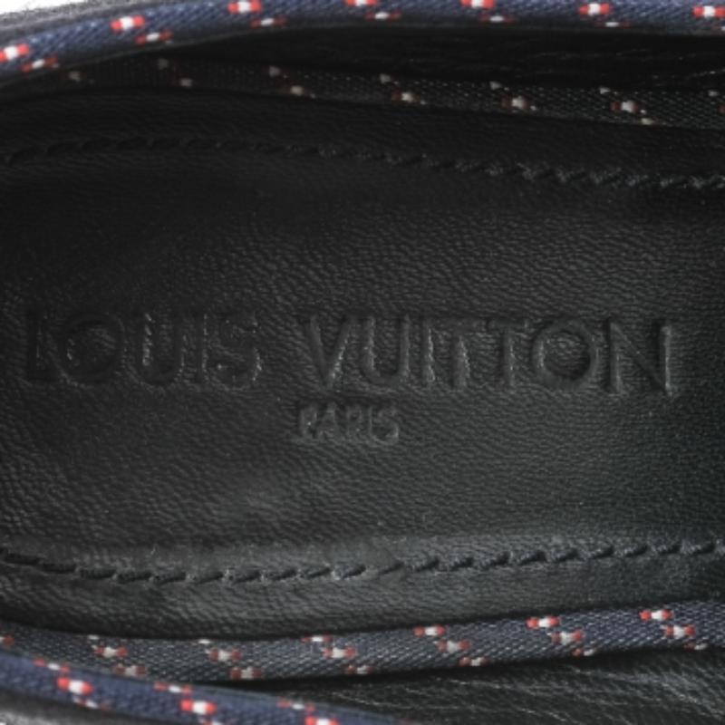 Louis Vuitton Navy Blue Suede Logo Smoking Slippers Size 43 1