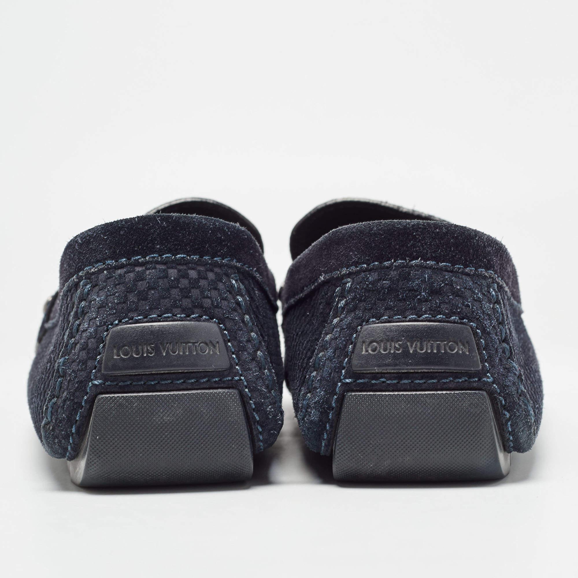 Louis Vuitton - Mocassins Monte Carlo en daim bleu marine, taille 41,5 Pour hommes en vente