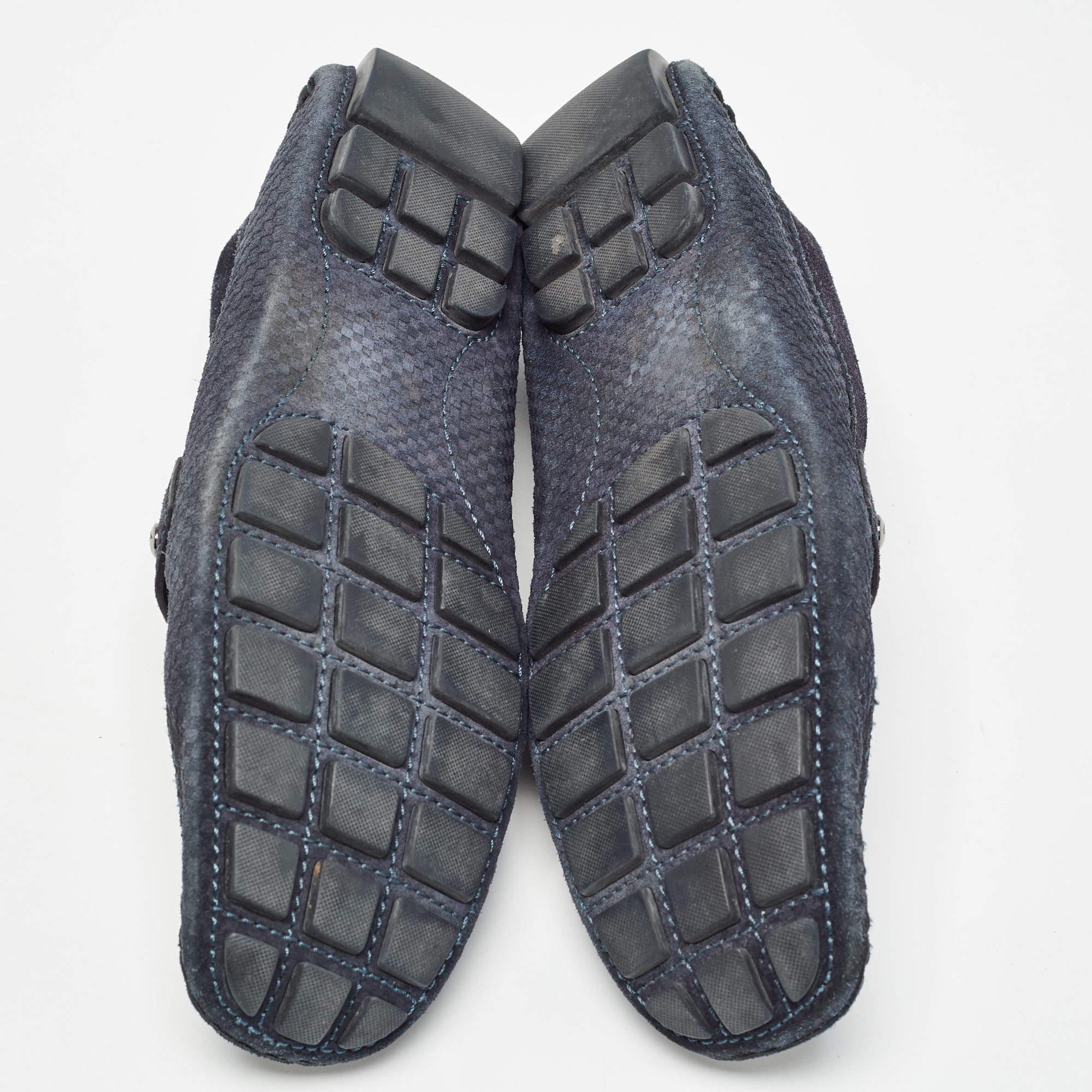 Louis Vuitton - Mocassins Monte Carlo en daim bleu marine, taille 41,5 en vente 1
