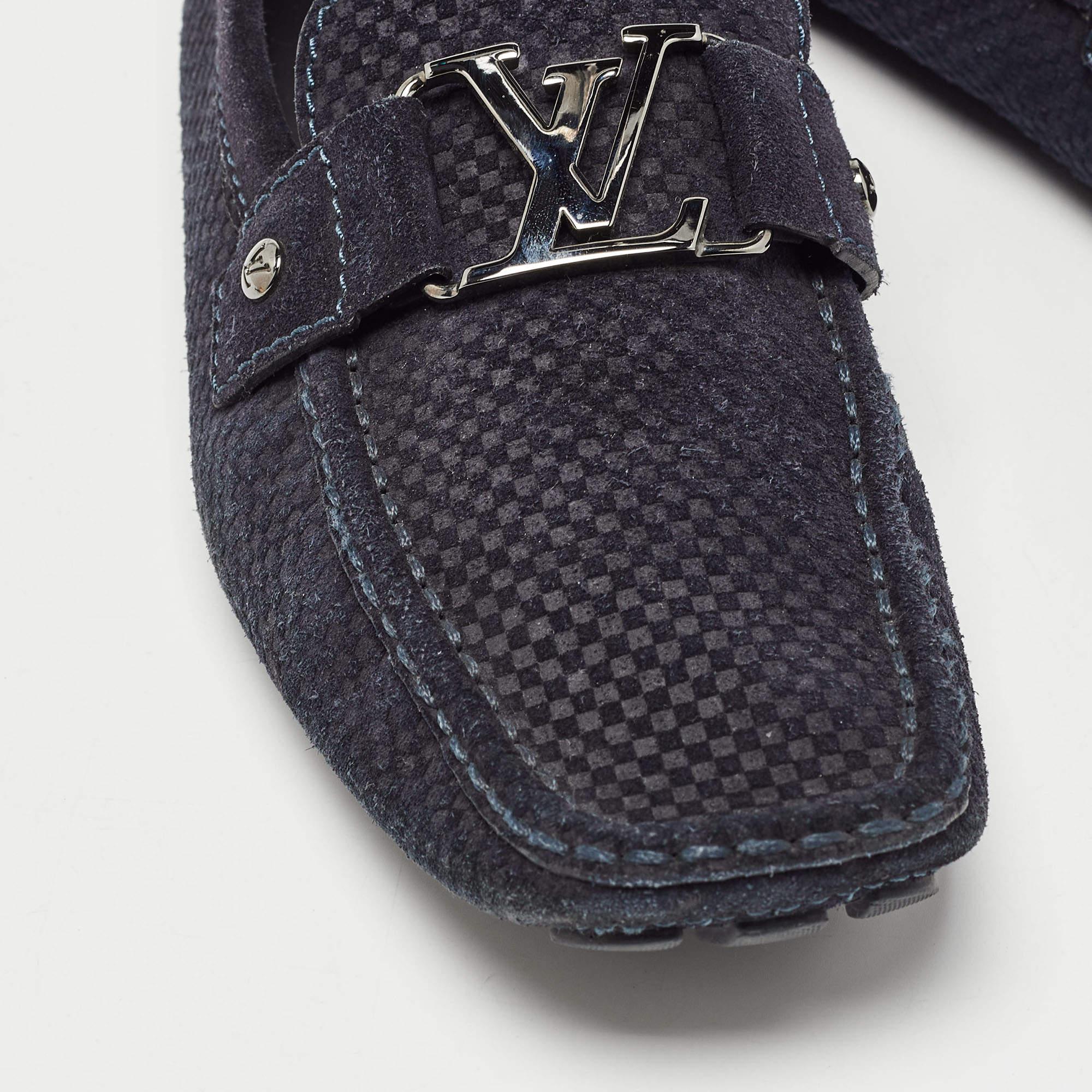 Louis Vuitton - Mocassins Monte Carlo en daim bleu marine, taille 41,5 en vente 2