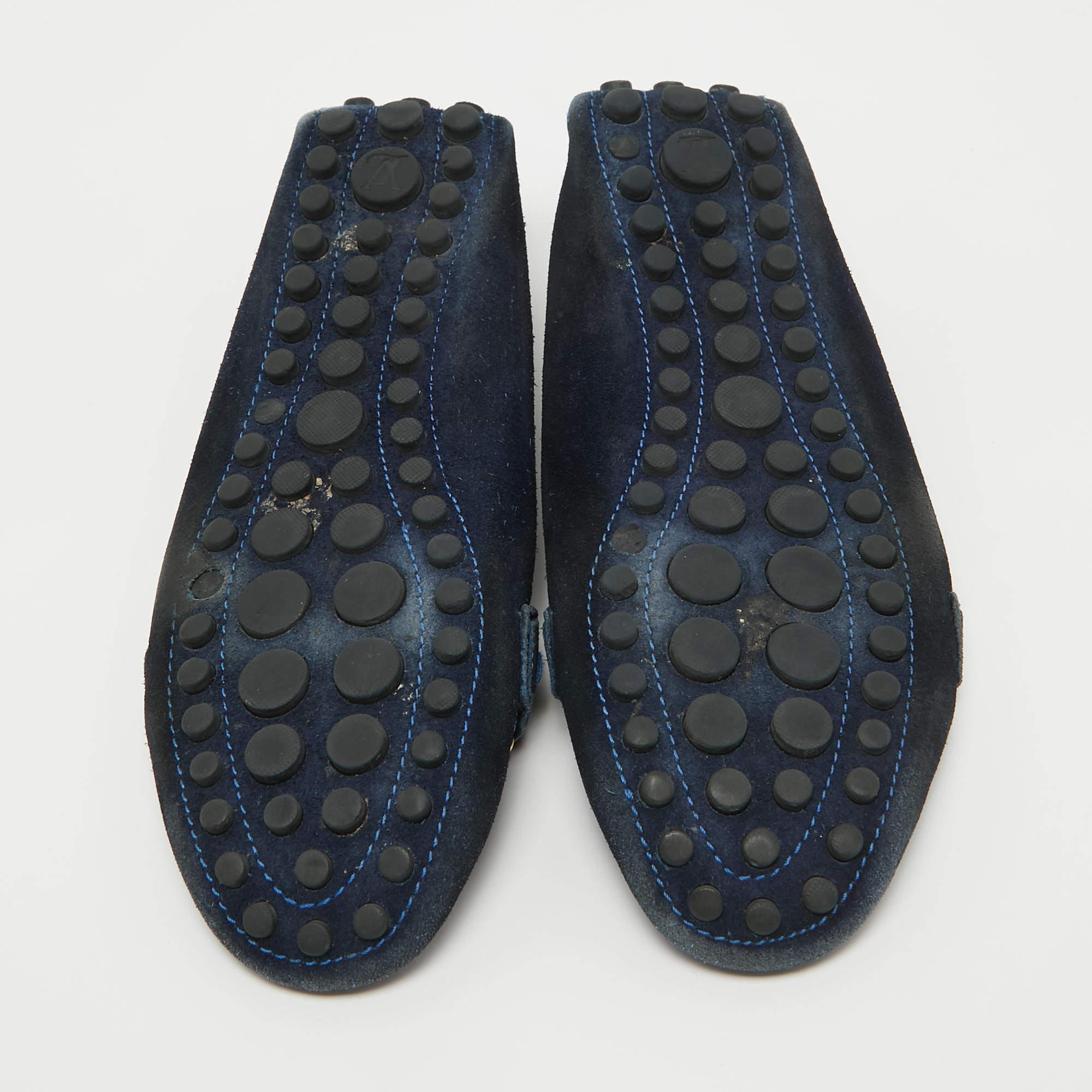 Louis Vuitton - Mocassins Oxford en daim bleu marine, taille 35,5 en vente 1