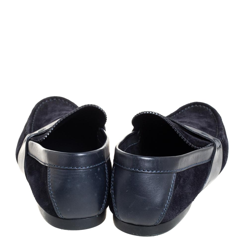 Men's Louis Vuitton Navy Blue Suede Penny Loafers Size 41