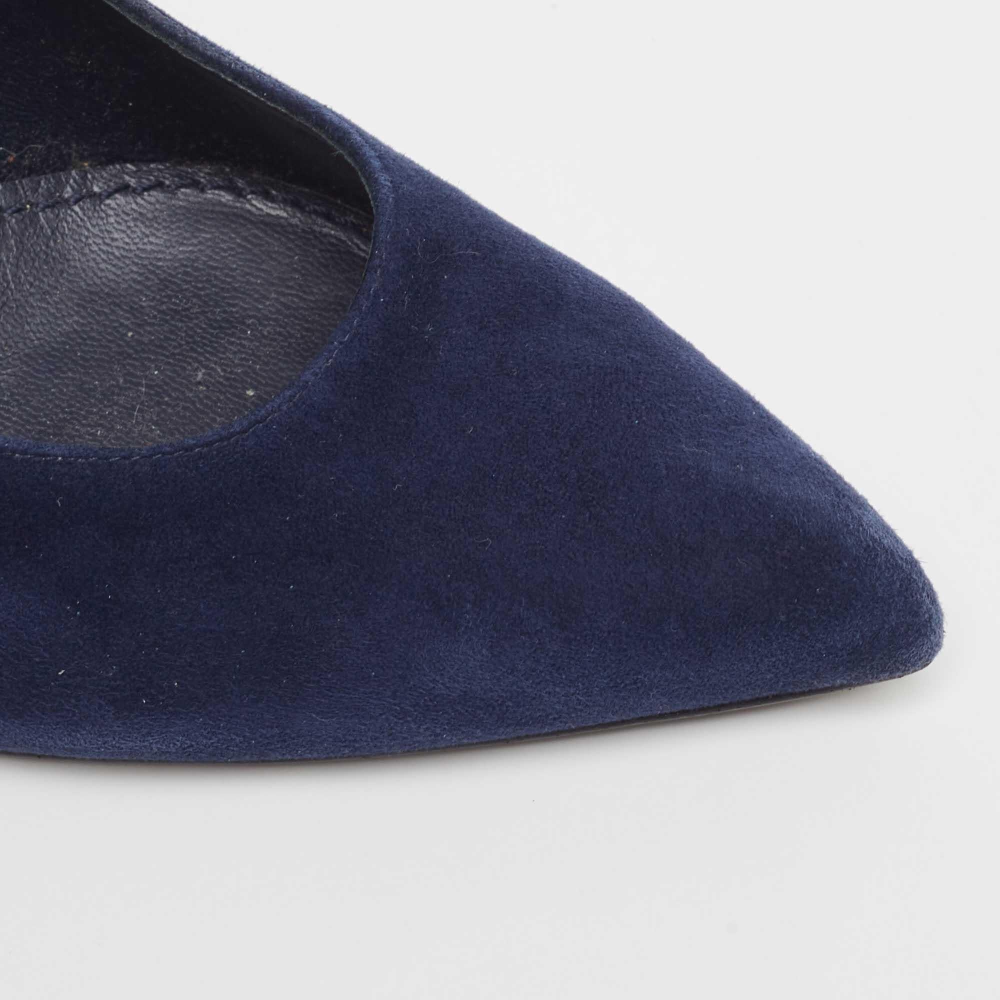 Louis Vuitton Navy Blue Suede Pointed Toe Pumps Size 37 For Sale 1