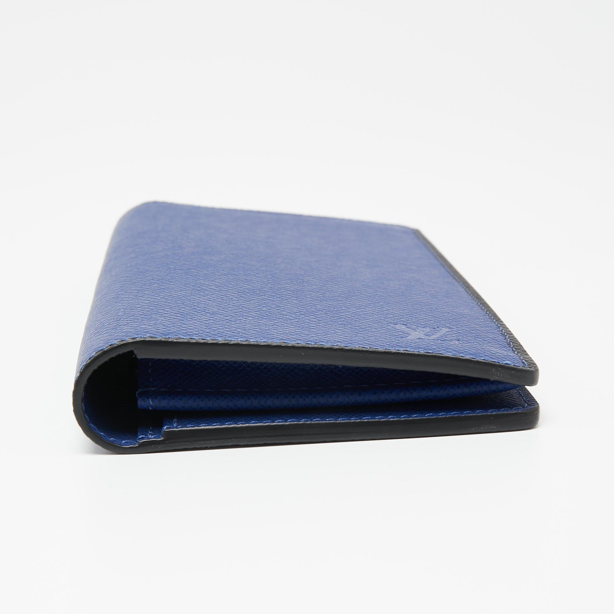 Men's Louis Vuitton Navy Blue Taiga Leather Brazza Wallet