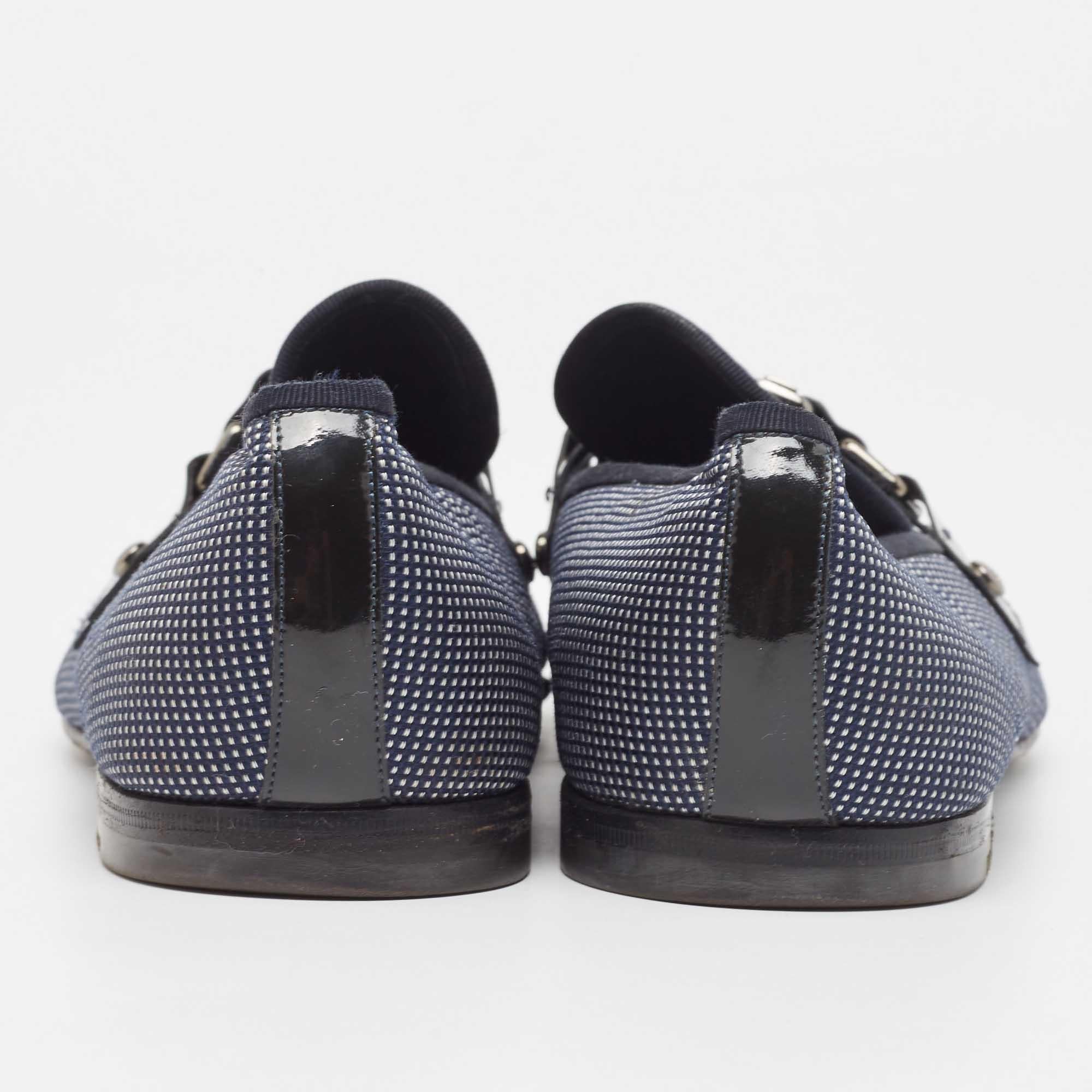 Louis Vuitton Navy Blue/White Canvas Hockenheim Loafers Size 43.5 1