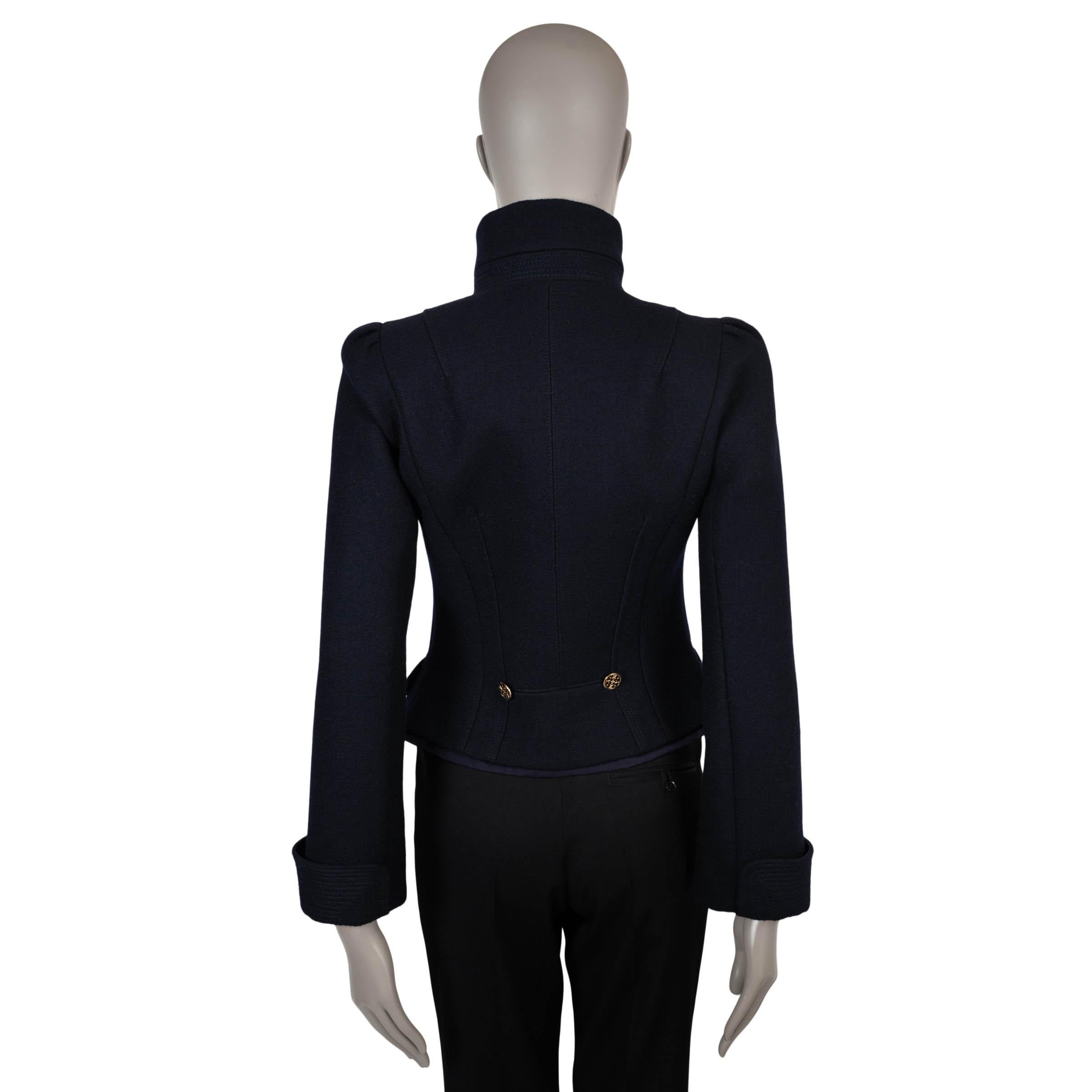 LOUIS VUITTON marineblaue Wolle CROPPED MILITARY Jacke 38 S (Schwarz) im Angebot