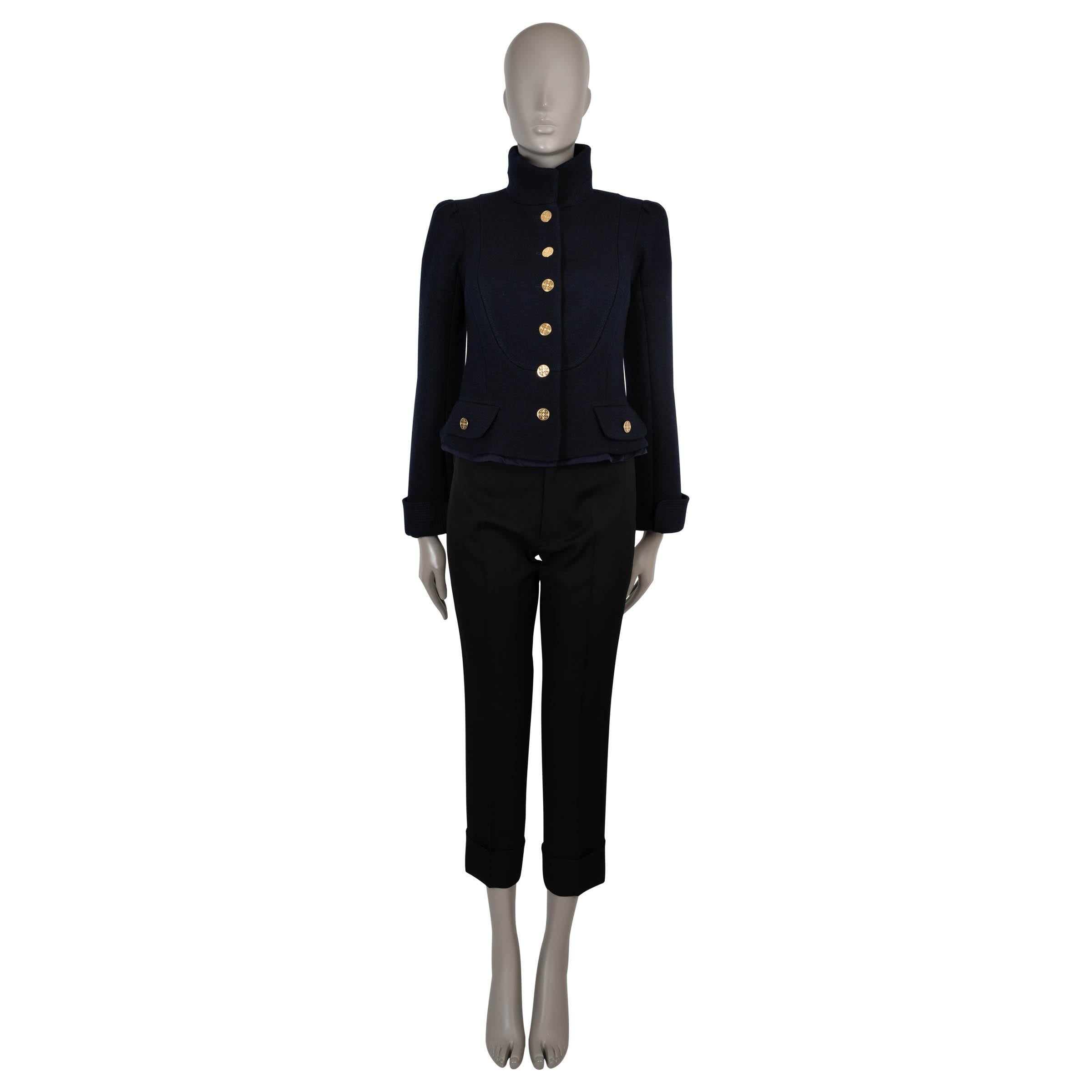 LOUIS VUITTON marineblaue Wolle CROPPED MILITARY Jacke 38 S im Zustand „Hervorragend“ im Angebot in Zürich, CH