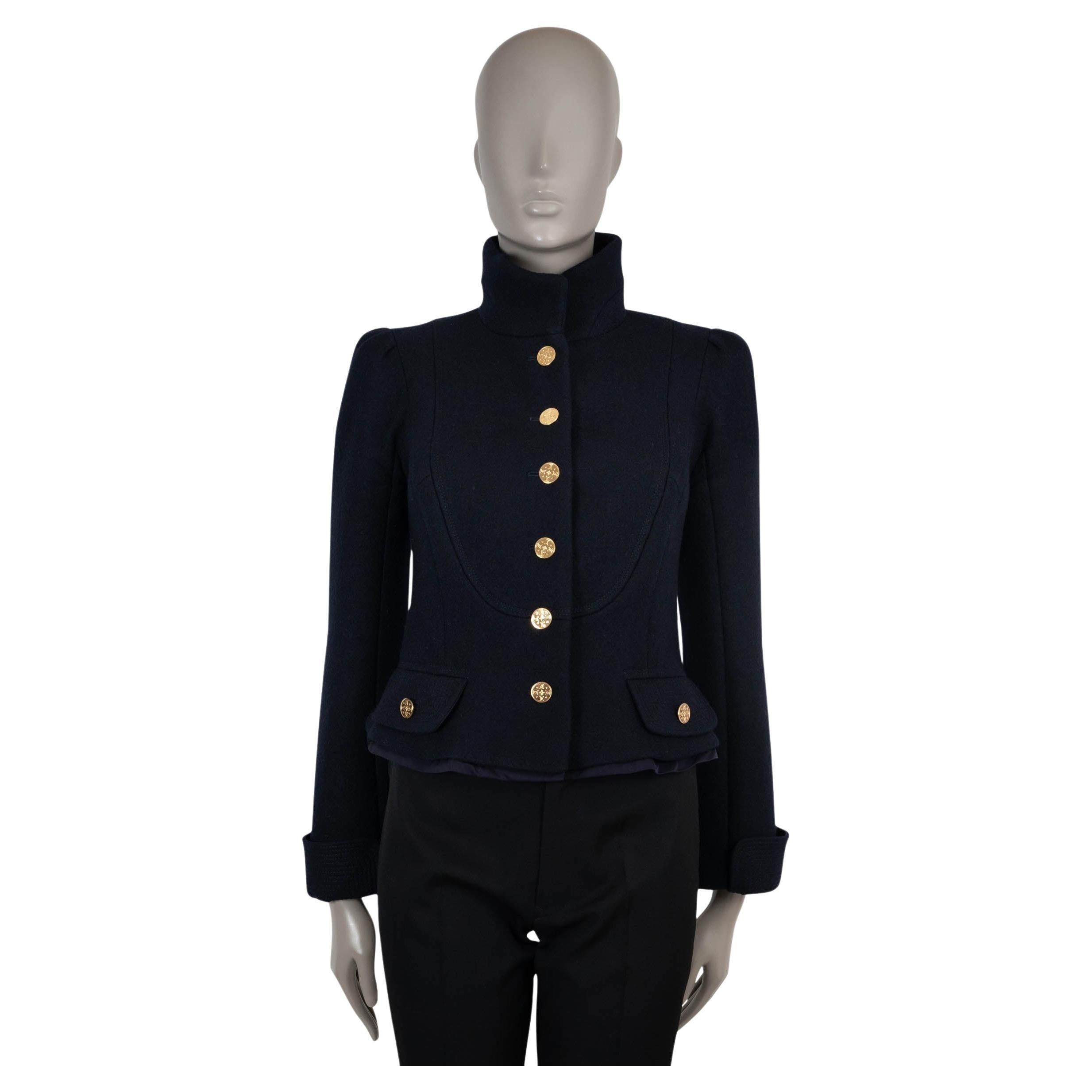 LOUIS VUITTON marineblaue Wolle CROPPED MILITARY Jacke 38 S