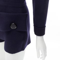 LOUIS VUITTON navy blue wool knit decorative button romper playsuit S