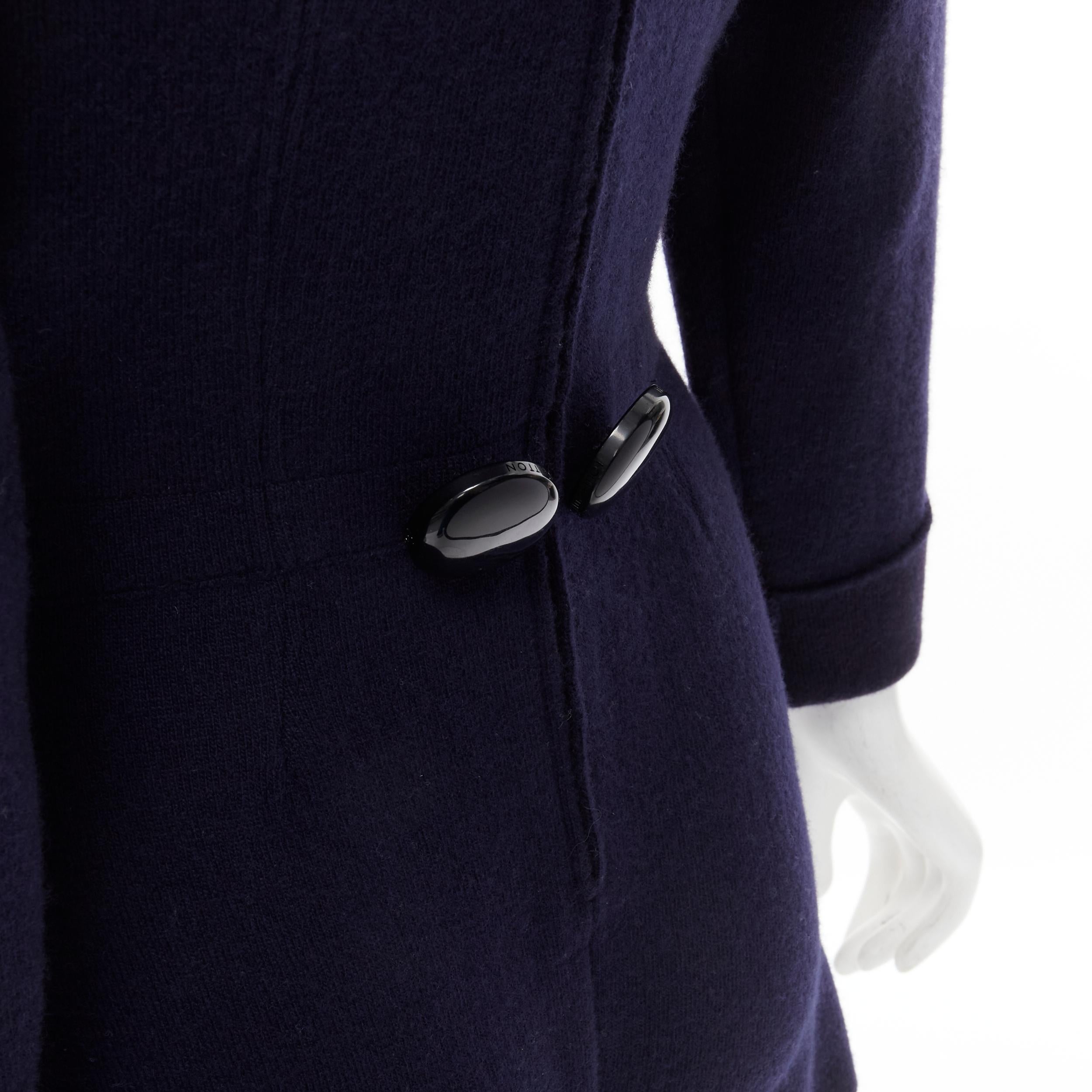 LOUIS VUITTON navy blue wool knit decorative button romper playsuit S 3