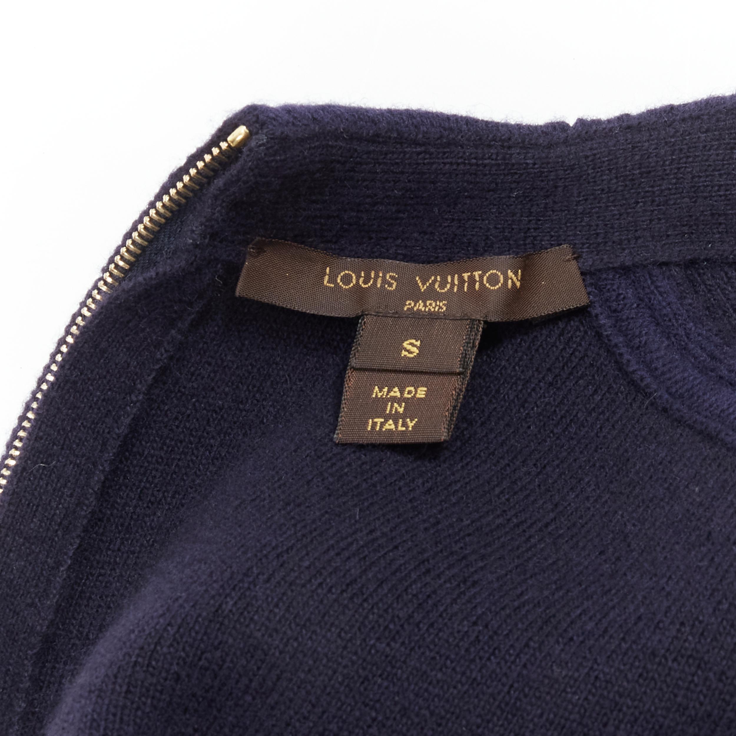 LOUIS VUITTON navy blue wool knit decorative button romper playsuit S 5