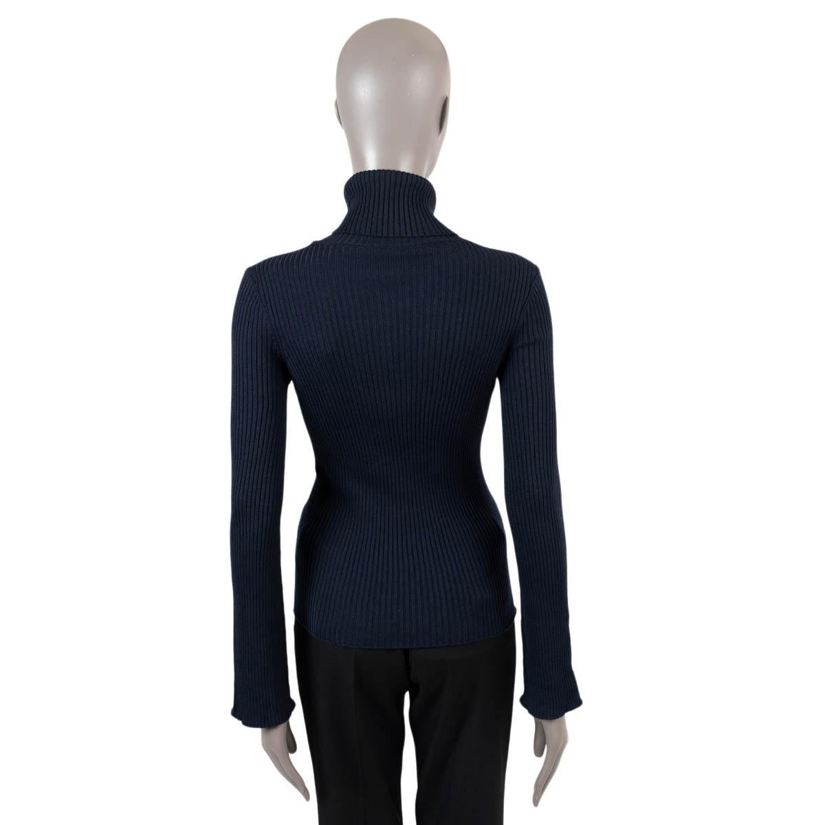 LOUIS VUITTON navy blue wool RIB-KNIT TURTLENECK Sweater XS In Excellent Condition For Sale In Zürich, CH