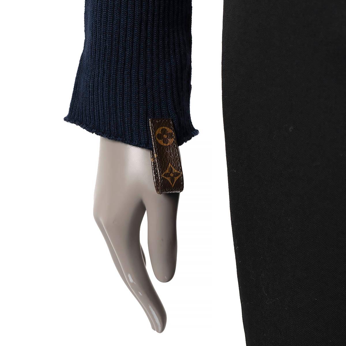 Women's LOUIS VUITTON navy blue wool RIB-KNIT TURTLENECK Sweater XS