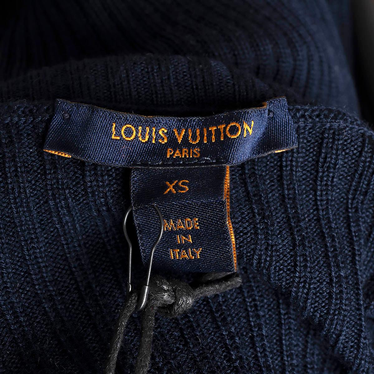 LOUIS VUITTON navy blue wool RIB-KNIT TURTLENECK Sweater XS For Sale 2