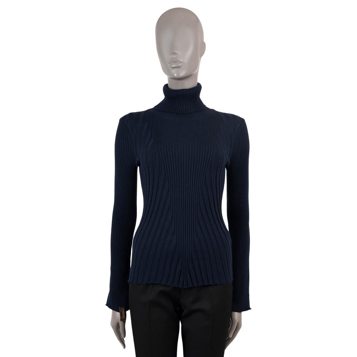 LOUIS VUITTON navy blue wool RIB-KNIT TURTLENECK Sweater XS For Sale
