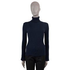 LOUIS VUITTON navy blue wool RIB-KNIT TURTLENECK Sweater XS