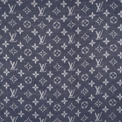LOUIS VUITTON navy blue wool & silk MONOGRAM DENIM Shawl Scarf