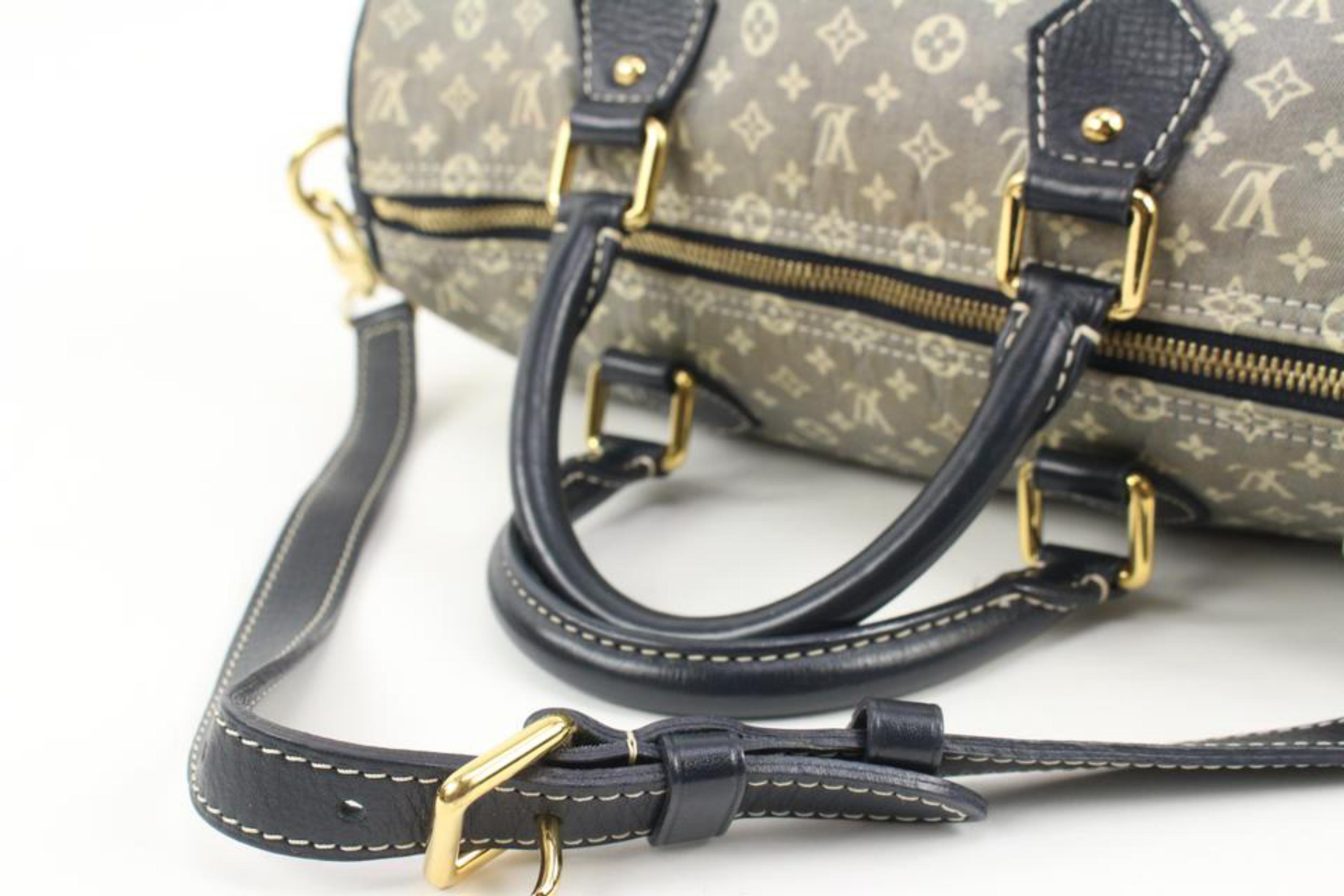 Women's Louis Vuitton Navy Blue x Grey Encre Monogram Idylle Speedy Bandouliere 30 66lv2