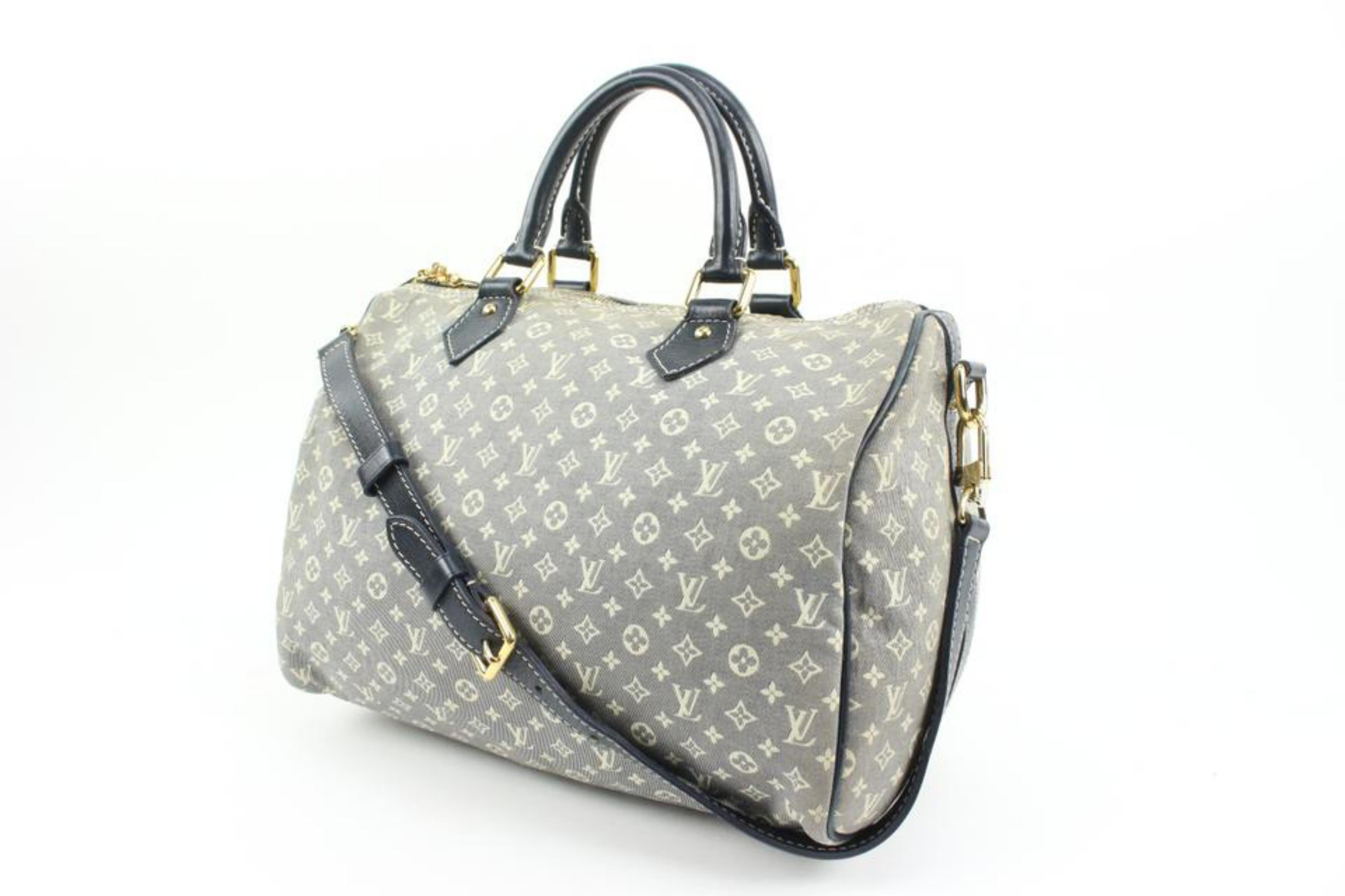 Louis Vuitton Navy Blue x Grey Encre Monogram Idylle Speedy Bandouliere 30 66lv2 5