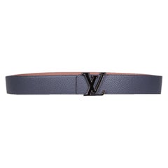 Louis Vuitton Navy & Brown Leather Tilt Belt