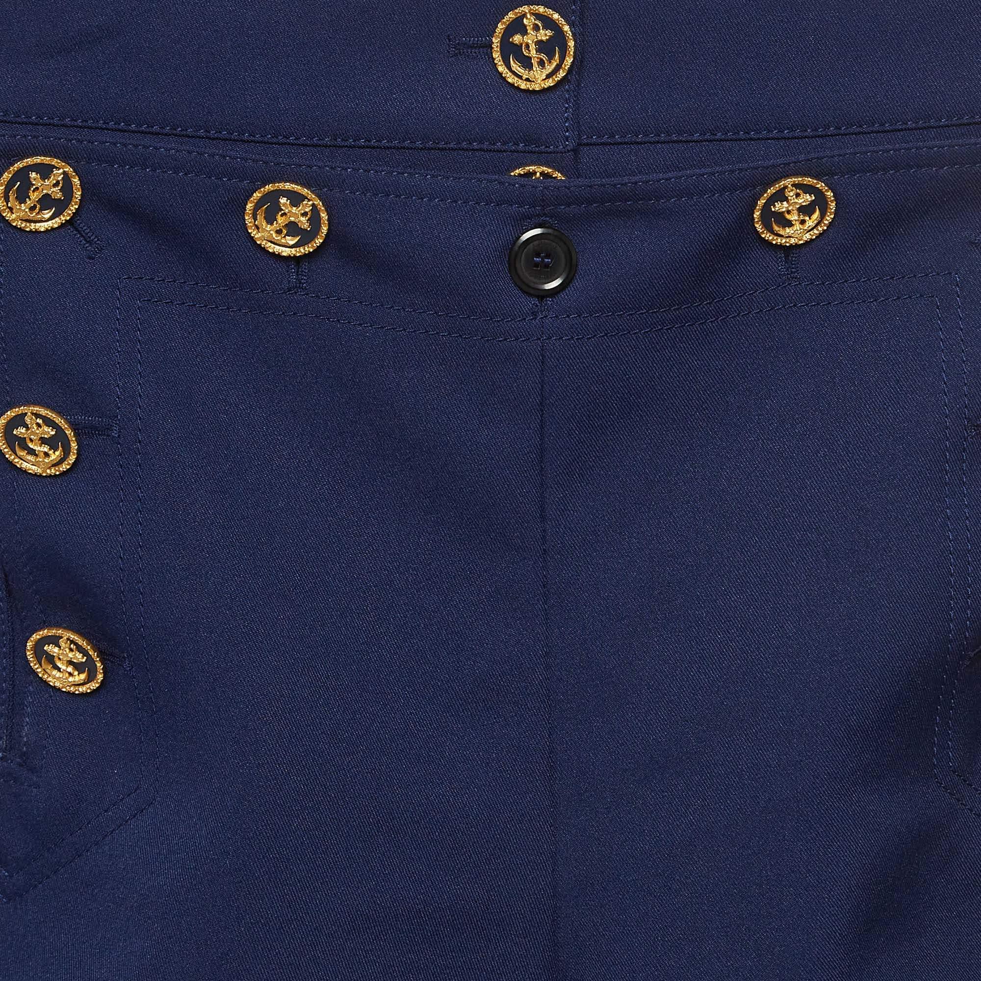 Black Louis Vuitton Navy Button Detailed Shorts S