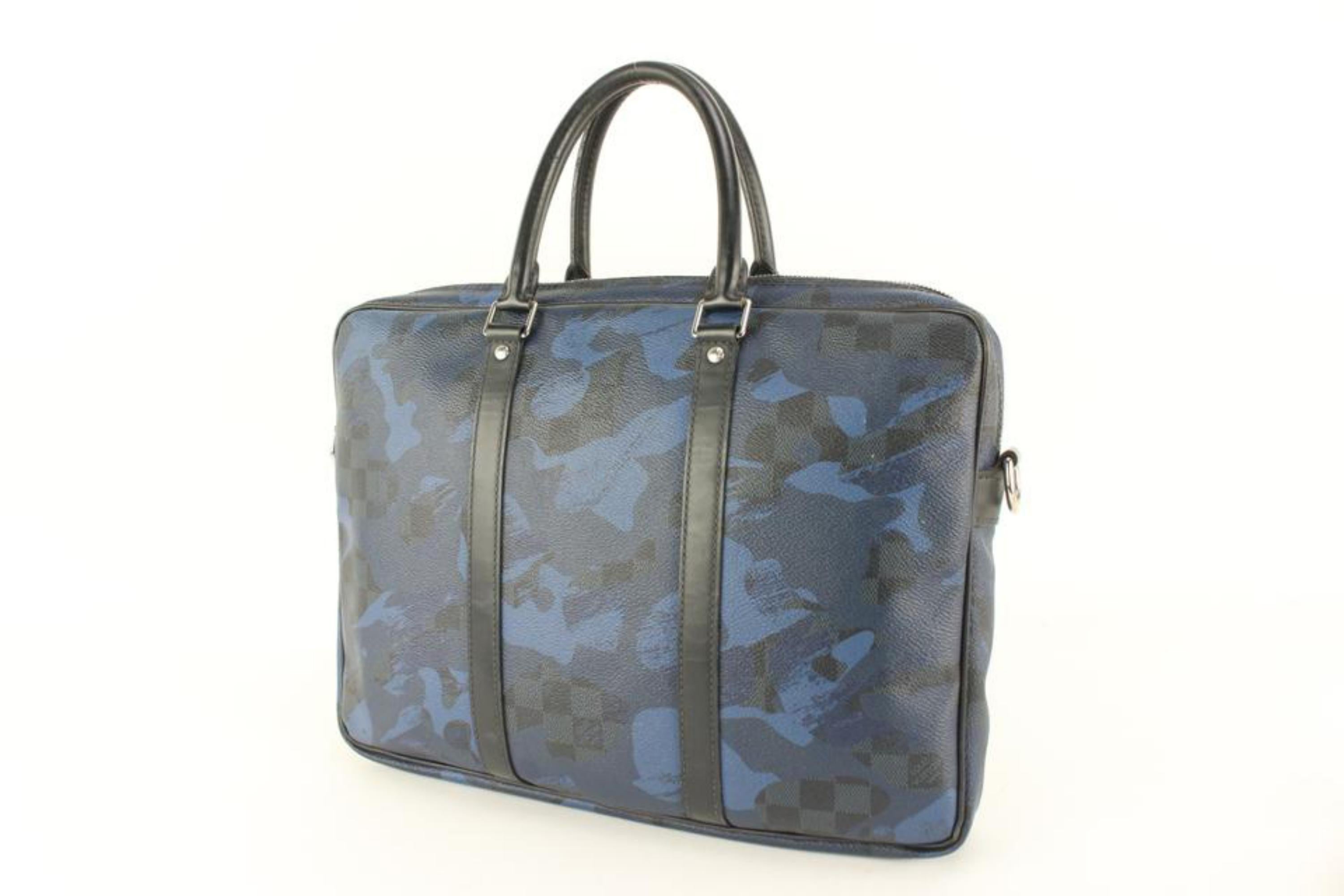 Louis Vuitton Navy Camo Damier Cobalt Porte Documents Voyage Camouflage 83lk513s For Sale 4