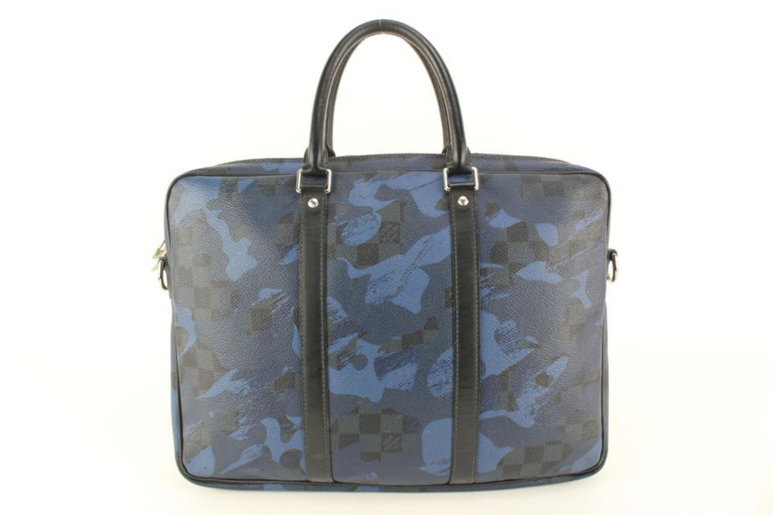 Louis Vuitton Navy Camo Damier Cobalt Porte Documents Voyage Camouflage 83lk513s For Sale 1