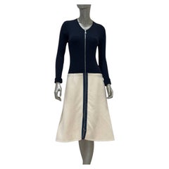 Louis Vuitton Navy & Cream Ribbed Knit Dress, FR 42