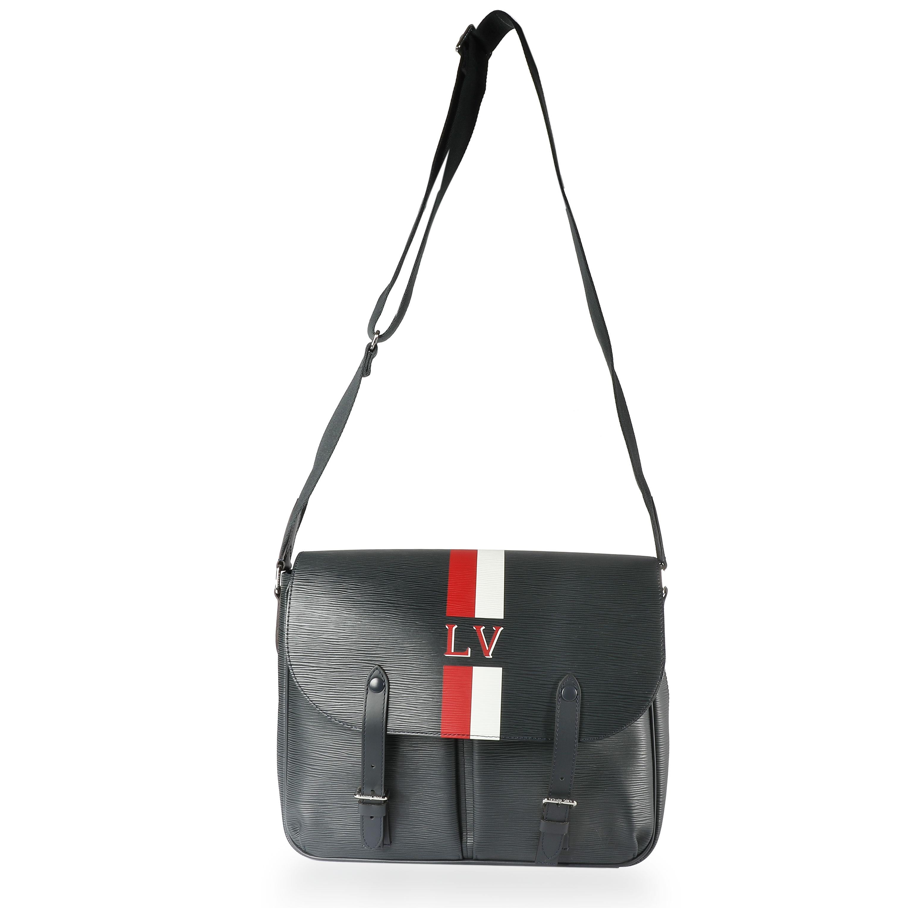 Black Louis Vuitton Navy Epi Leather Christopher Messenger Bag