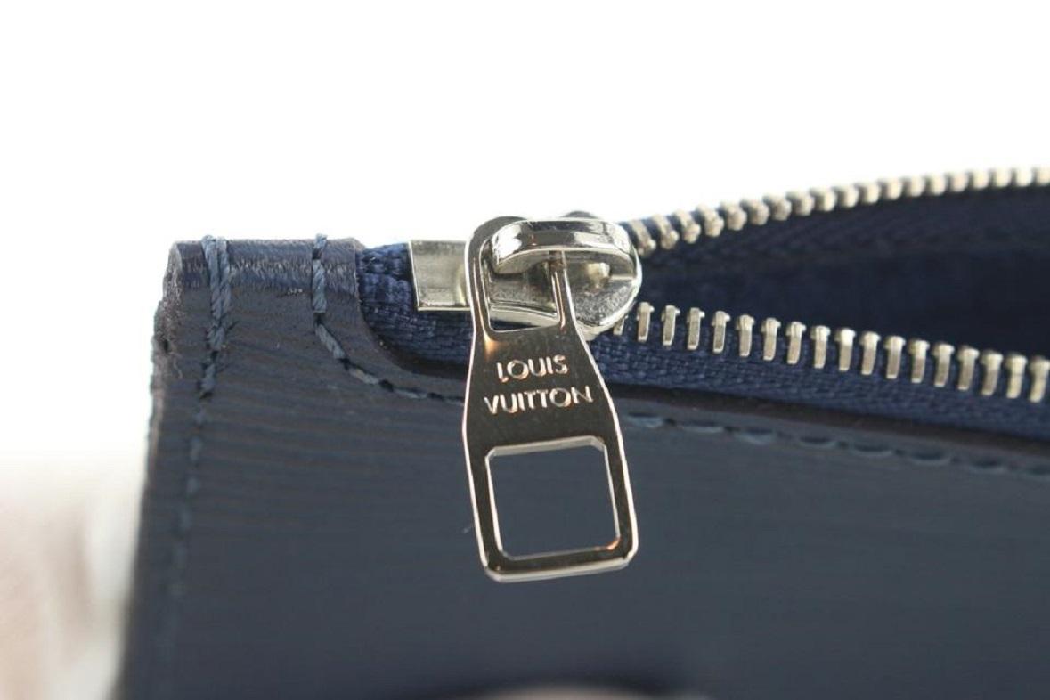 Louis Vuitton Navy Indigo Blue Epi Leather Neverfull Pochette GM Wristlet For Sale 3