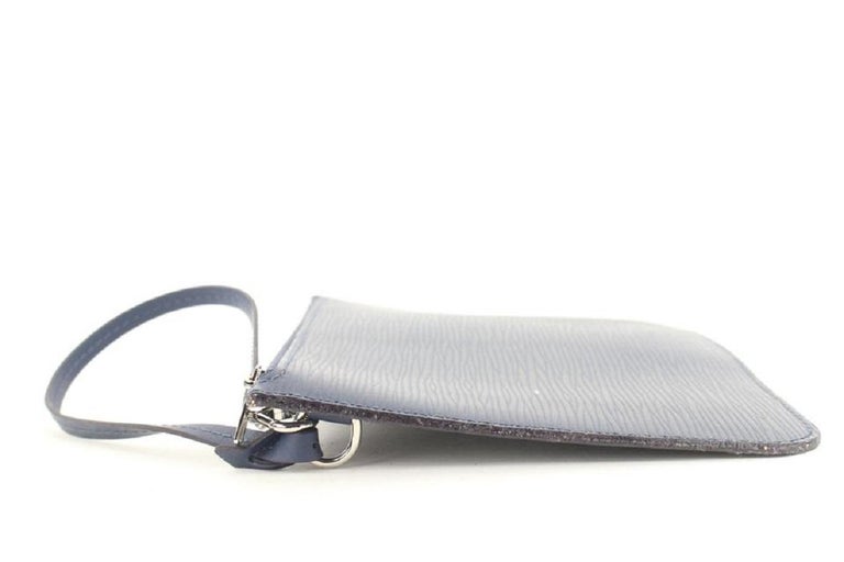 Louis Vuitton Navy Indigo Blue Epi Leather Neverfull Pochette GM Wristlet For Sale 8