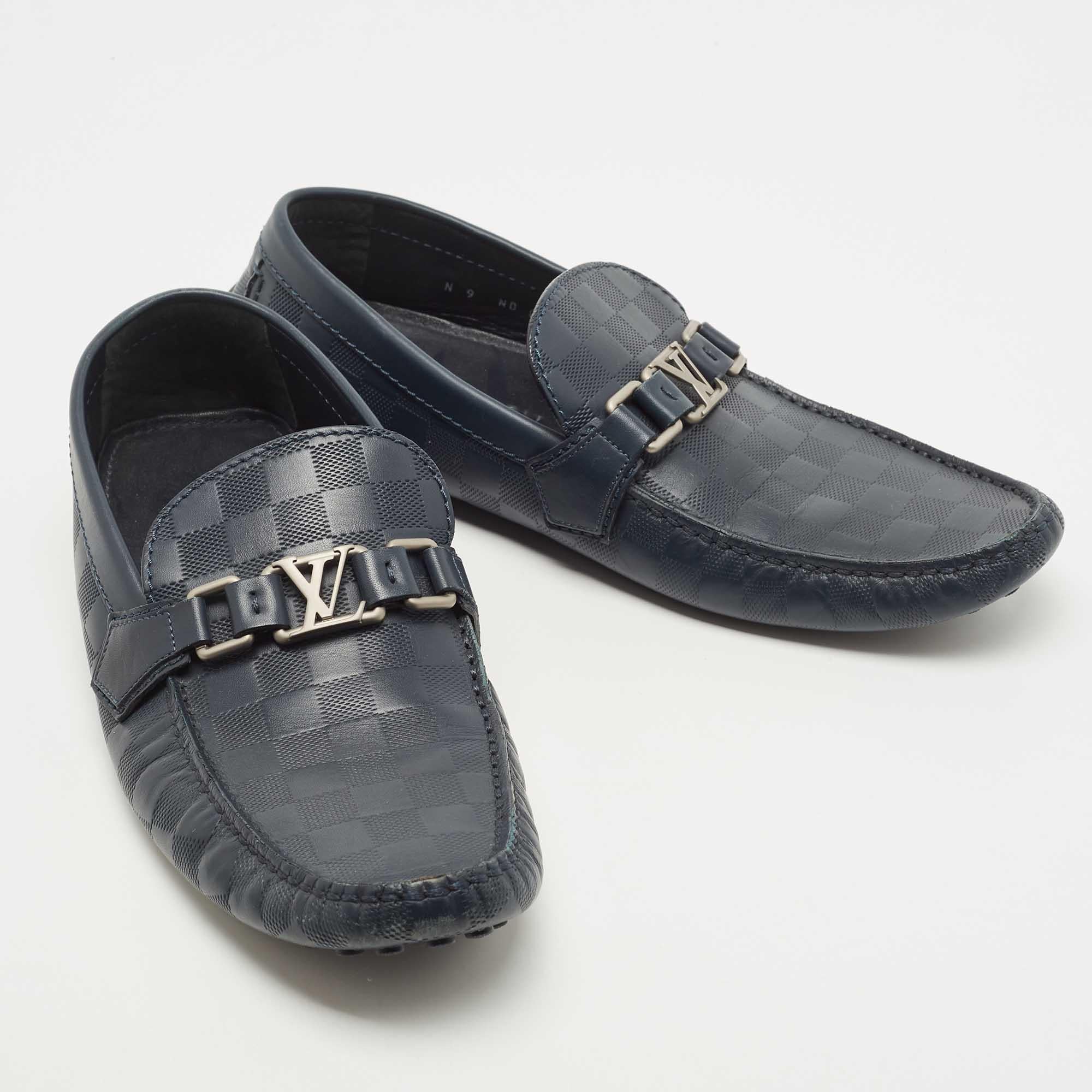 Men's Louis Vuitton Navy Leather Hockehnheim Loafers Size 43