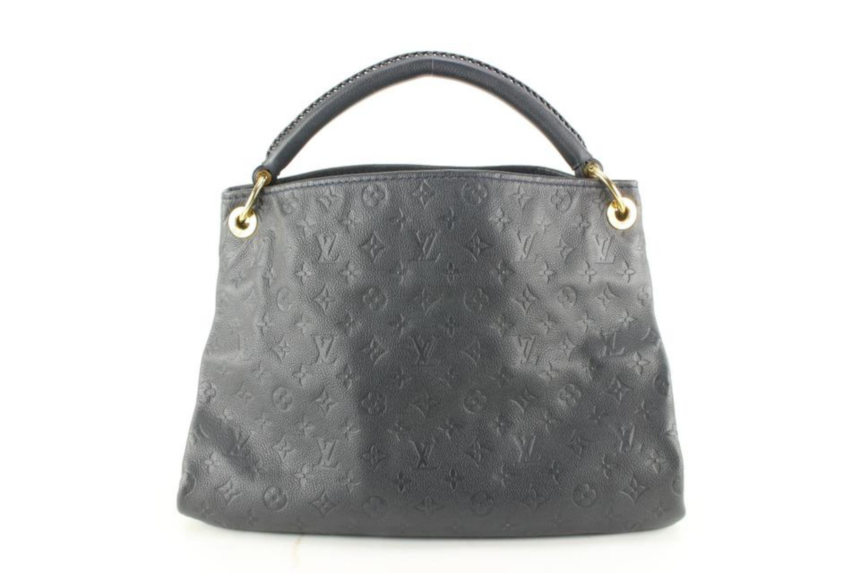 Gray Louis Vuitton Navy Leather Monogram Empreinte Artsy MM Hobo 75lu629s