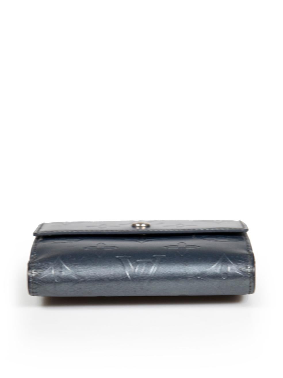 Women's Louis Vuitton Navy Metallic Leather Monogram Vernis Elise Wallet For Sale