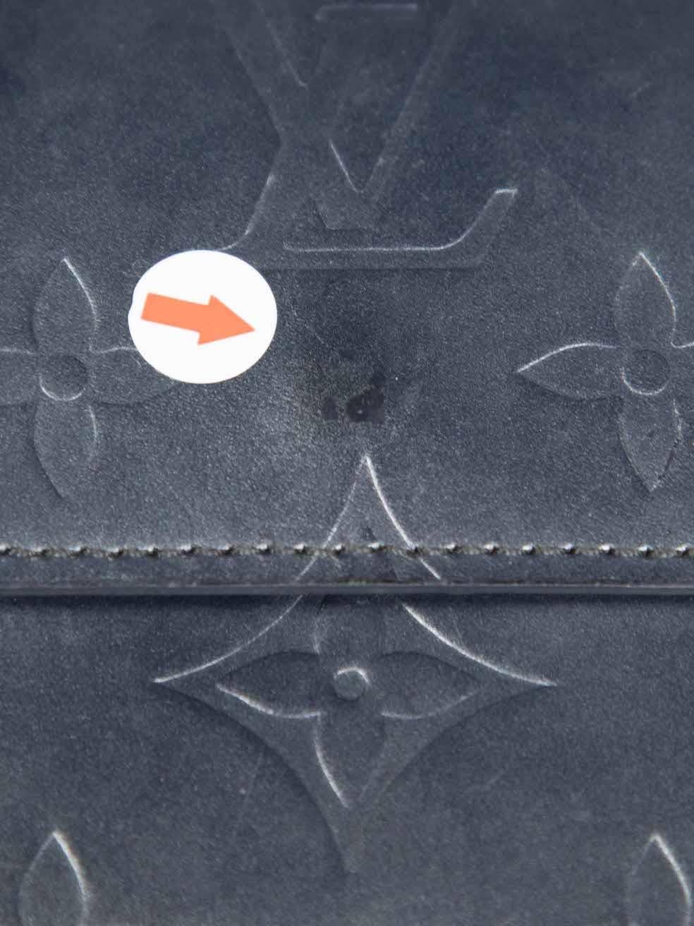 Louis Vuitton Navy Metallic Leather Monogram Vernis Elise Wallet For Sale 3