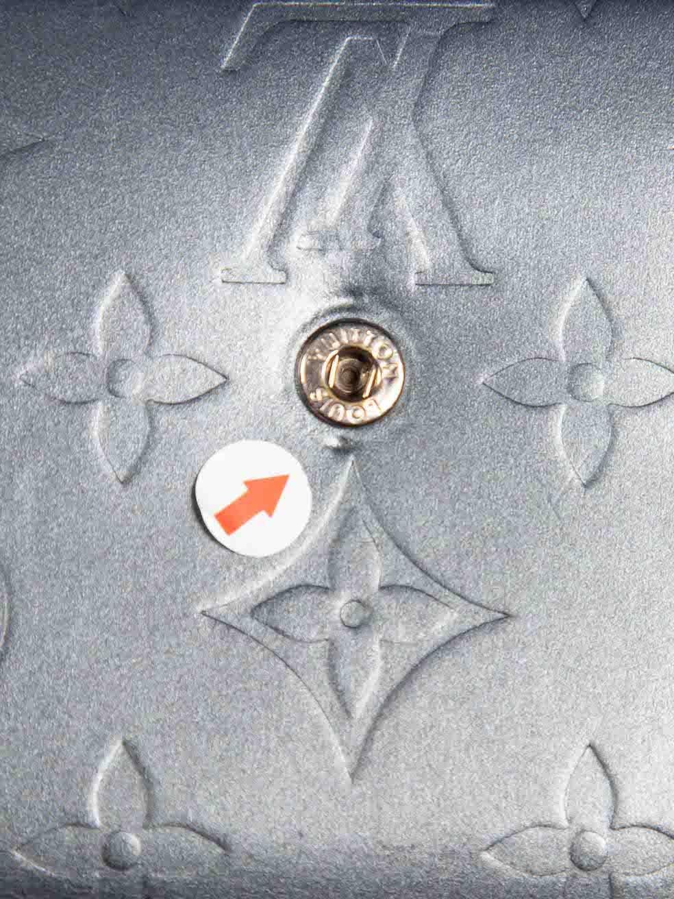 Louis Vuitton Navy Metallic Leather Monogram Vernis Elise Wallet For Sale 4