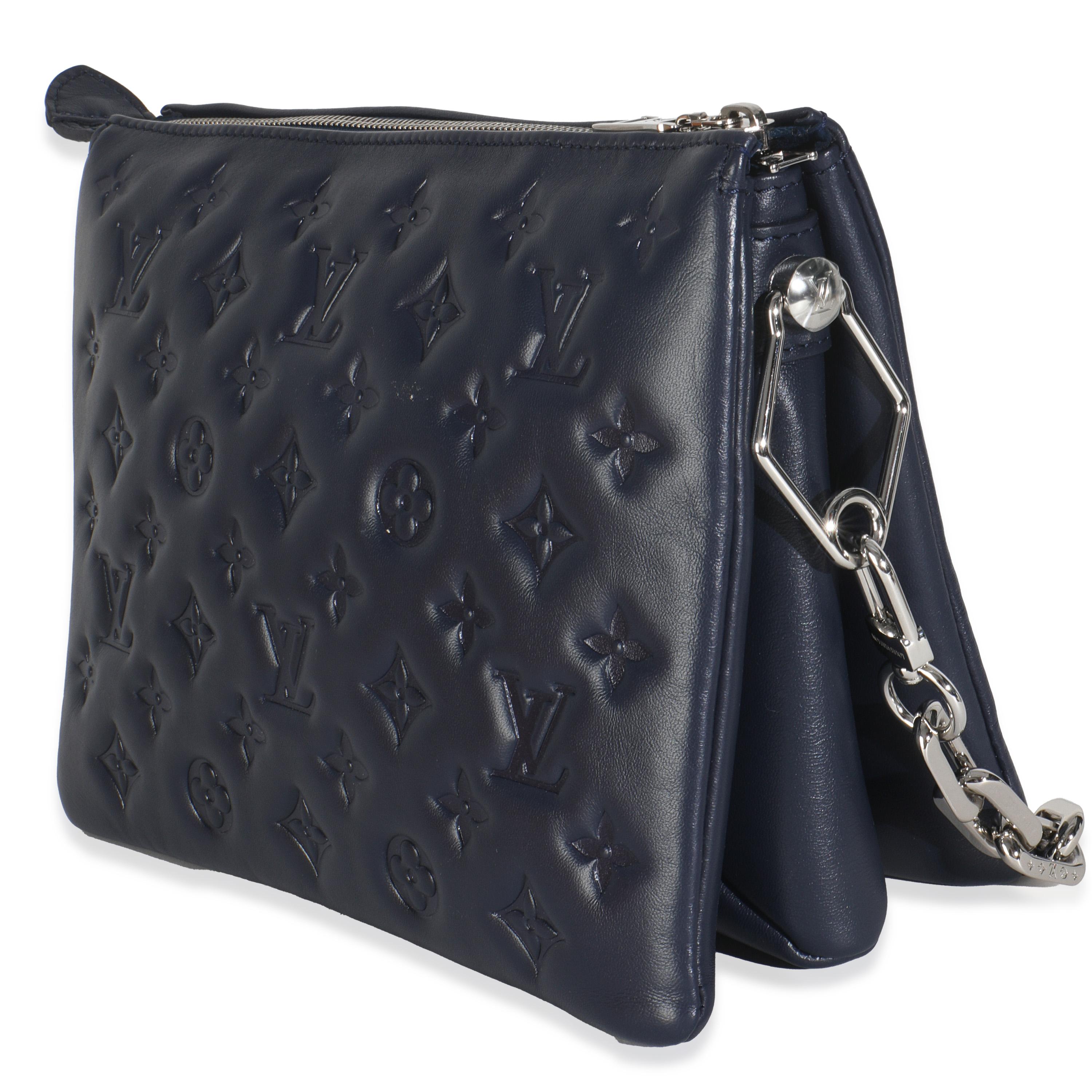 Louis Vuitton Navy Monogram Embossed Lambskin Coussin PM In condizioni Nuovo in vendita a New York, NY
