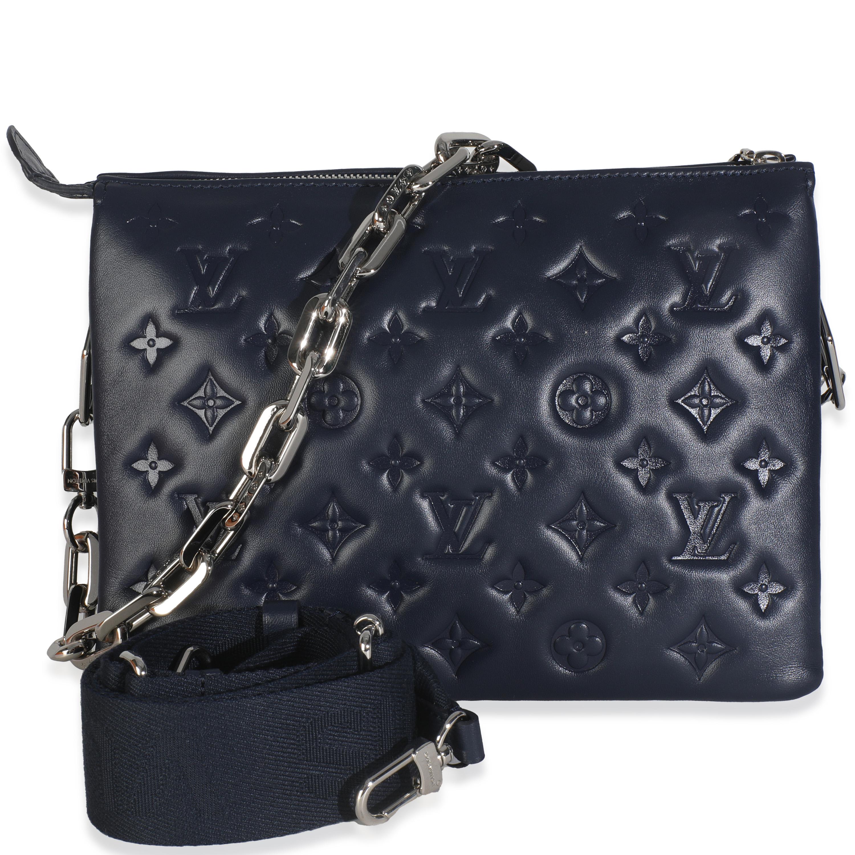 Louis Vuitton Navy Monogram Embossed Lambskin Coussin PM in vendita 1