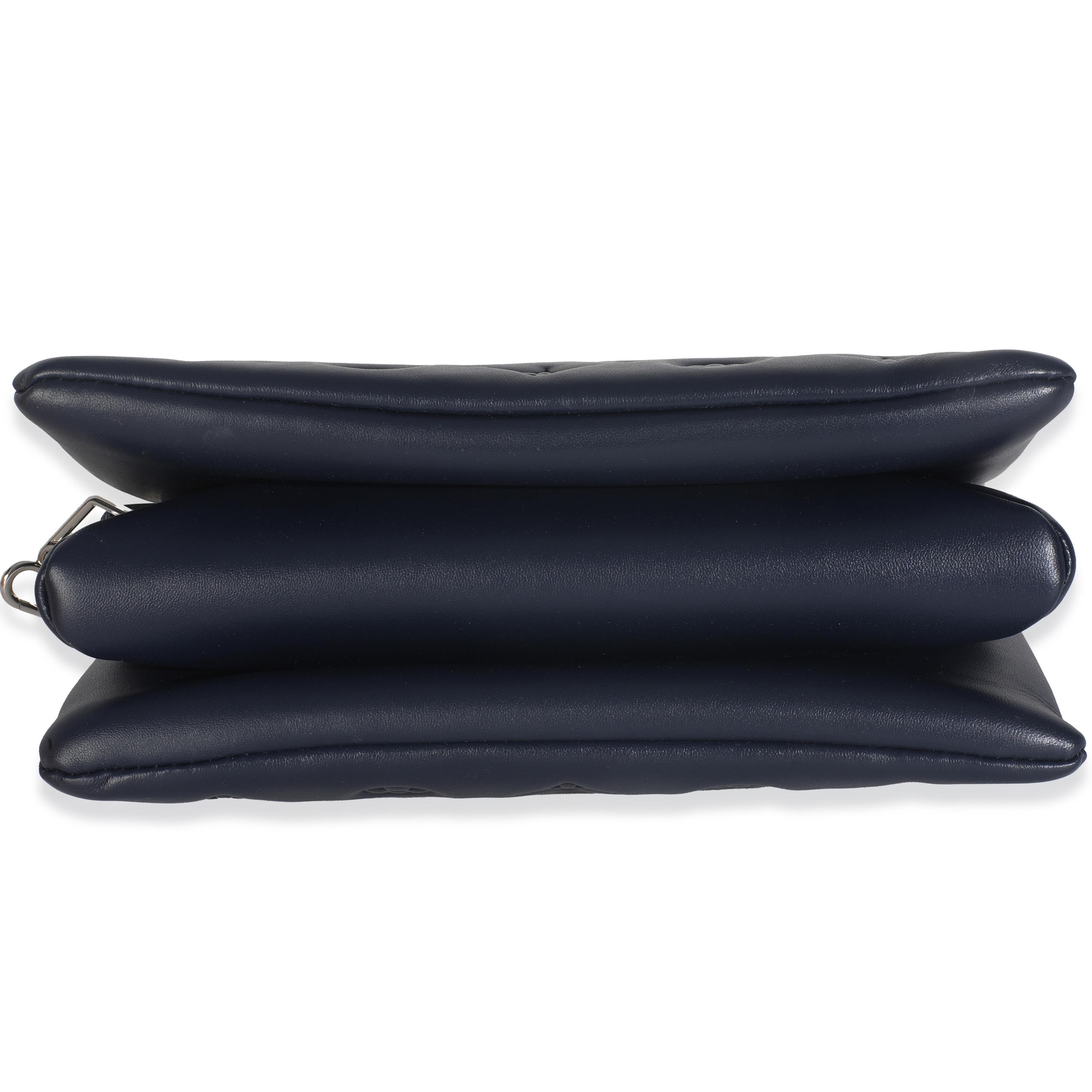 Louis Vuitton Navy Monogram Embossed Lambskin Coussin PM in vendita 3