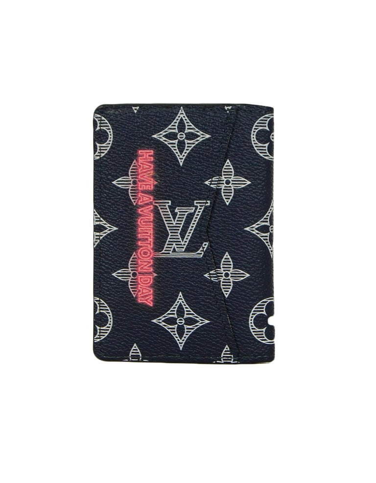 Louis Vuitton Navy Monogram Ink Upside Down LV Pocket Organizer Wallet For Sale at 1stdibs