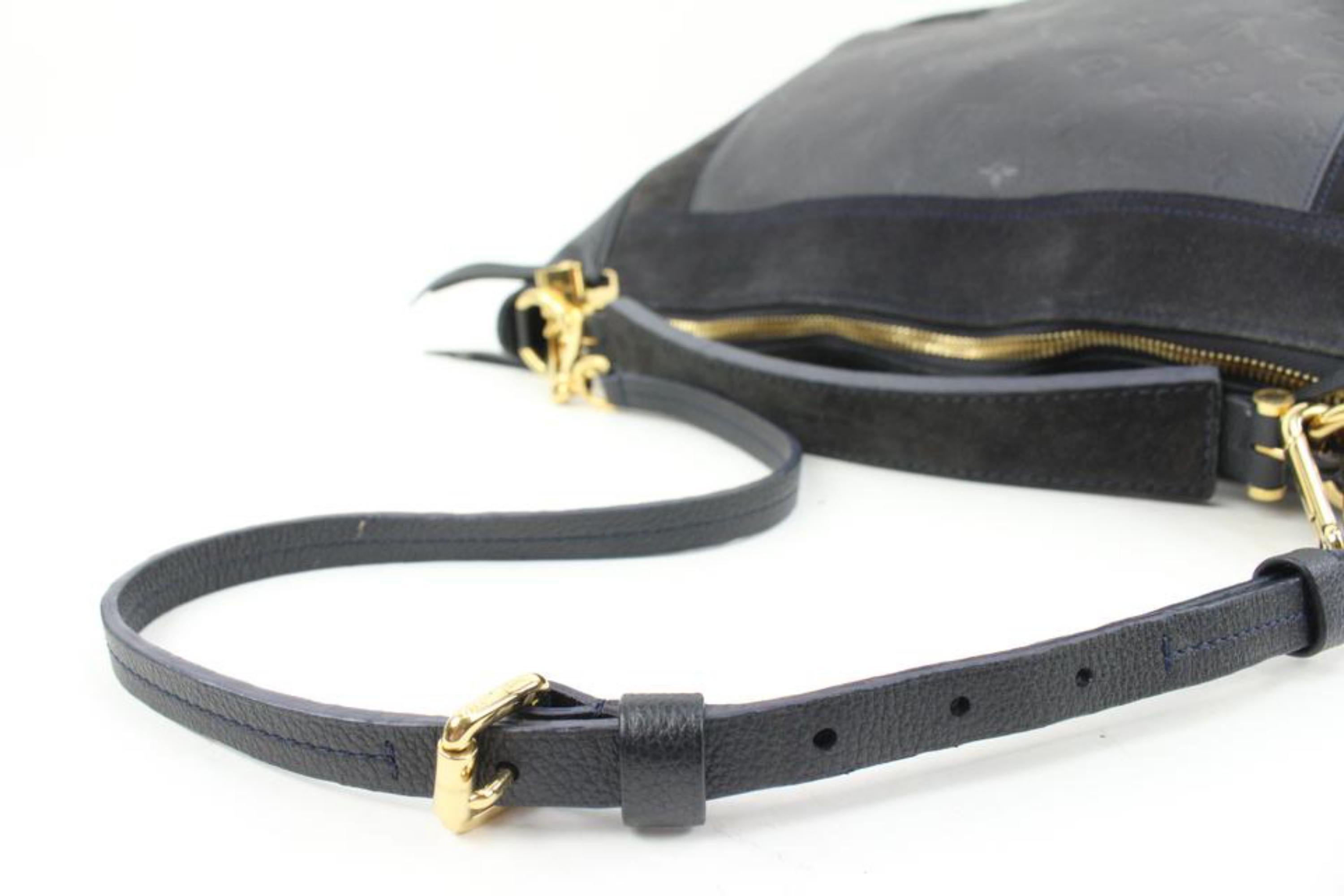 Black Louis Vuitton Navy Monogram Leather Empreinte Audacieuse PM 2way Hobo Artsy  For Sale