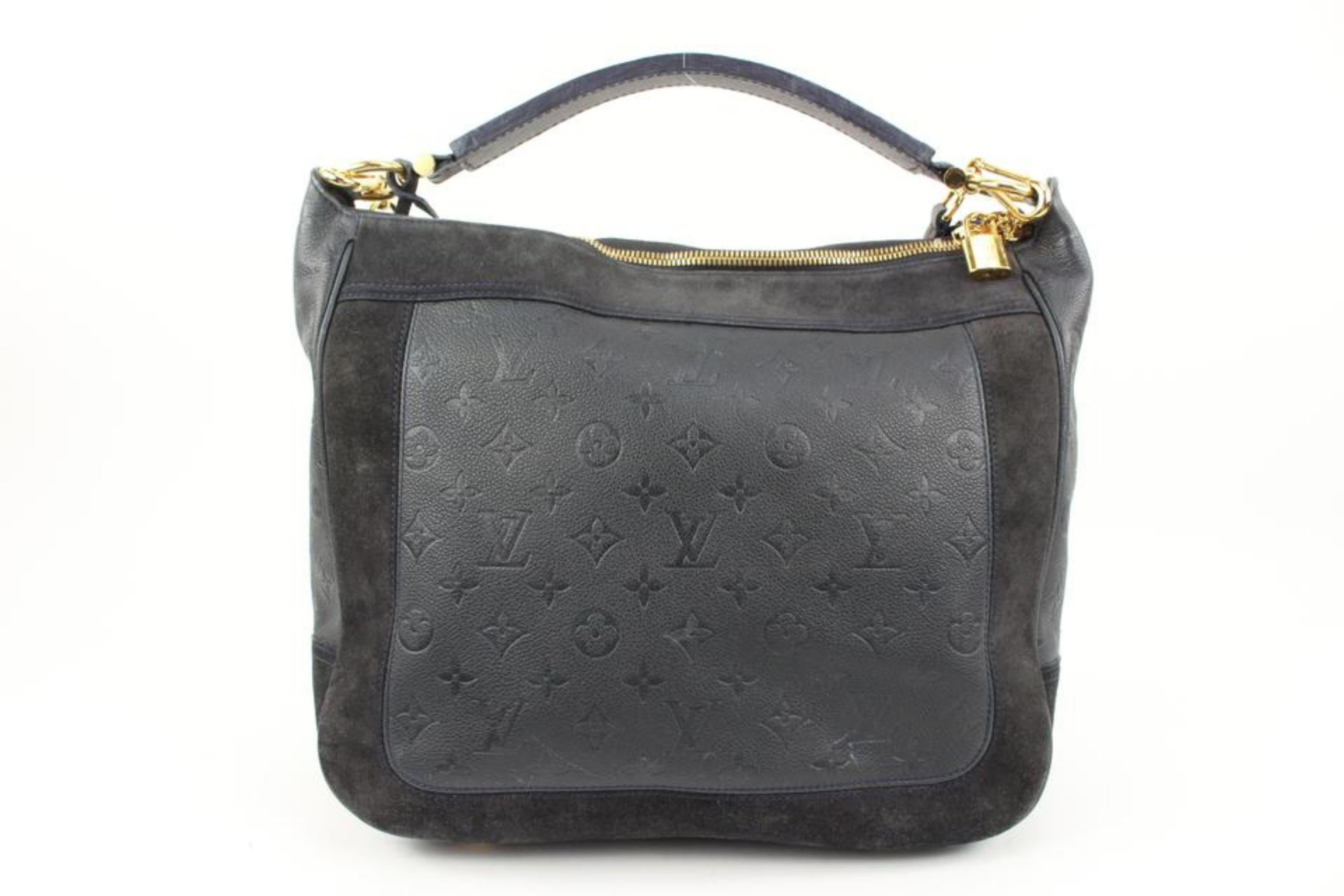 Louis Vuitton Navy Monogram Leather Empreinte Audacieuse PM 2way Hobo Artsy In Good Condition For Sale In Dix hills, NY
