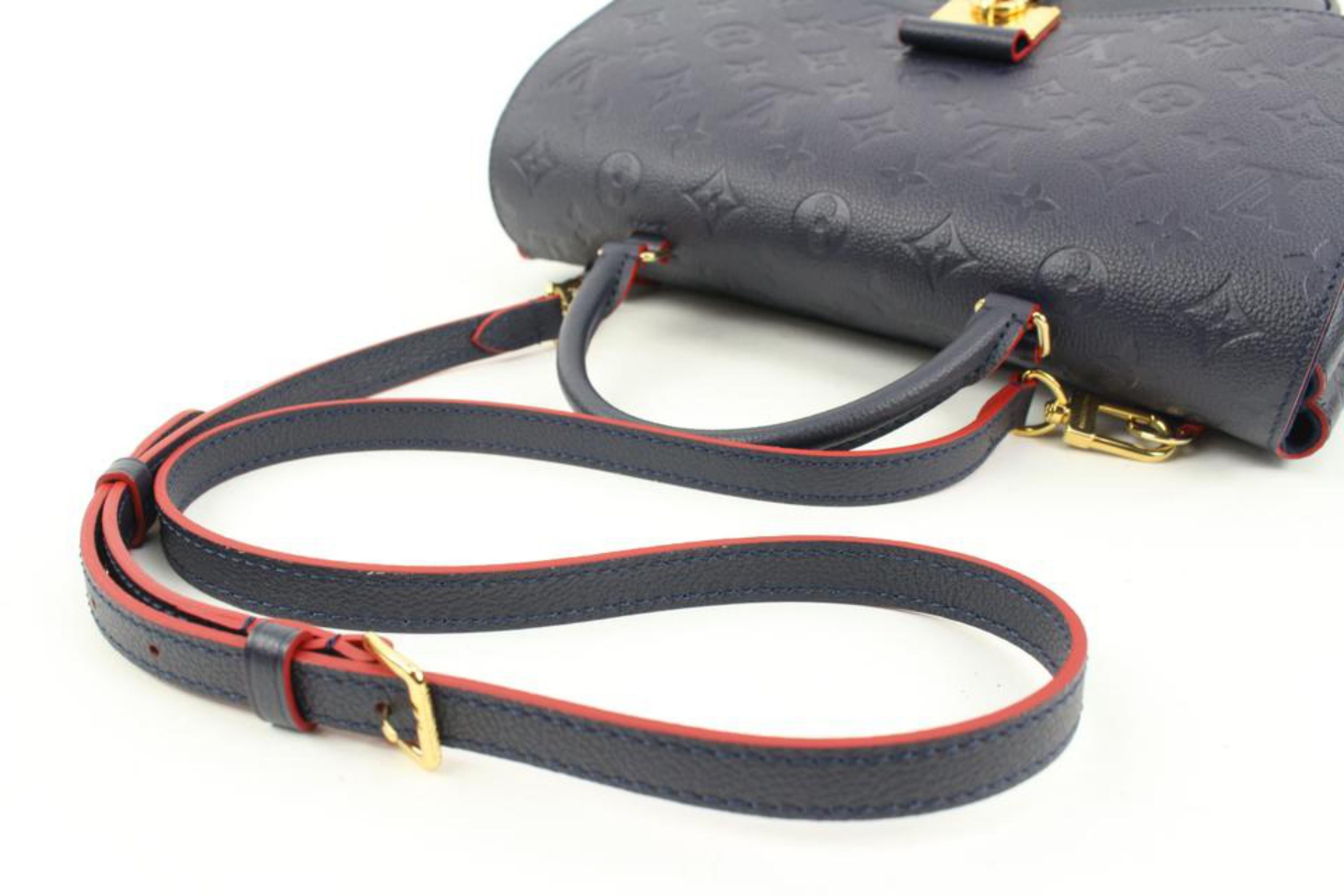 Black Louis Vuitton Navy Monogram Leather Empreinte Marignan 2way Padlock Bag s126lv59