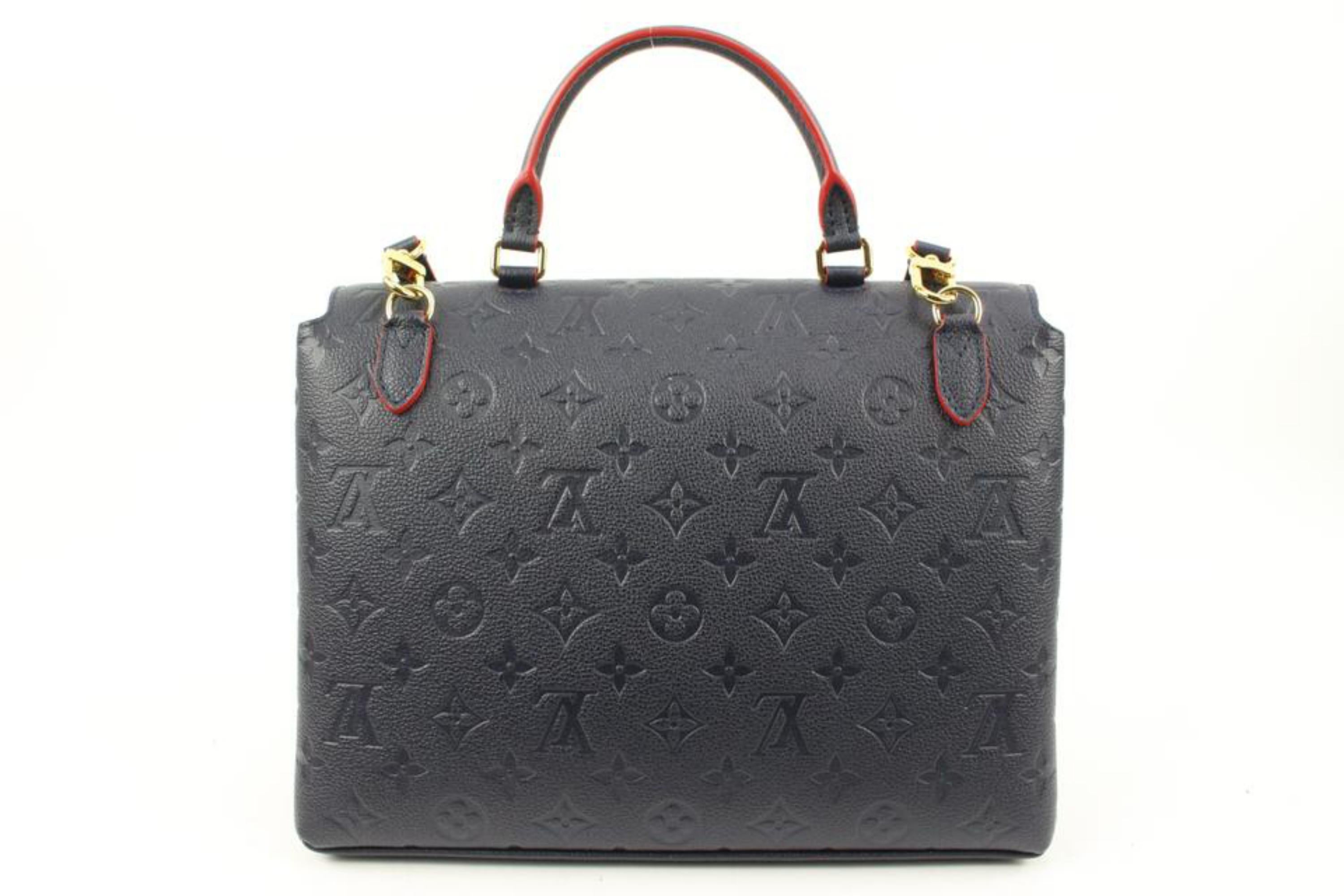 Louis Vuitton Navy Monogram Leather Empreinte Marignan 2way Padlock Bag s126lv59 In Excellent Condition In Dix hills, NY