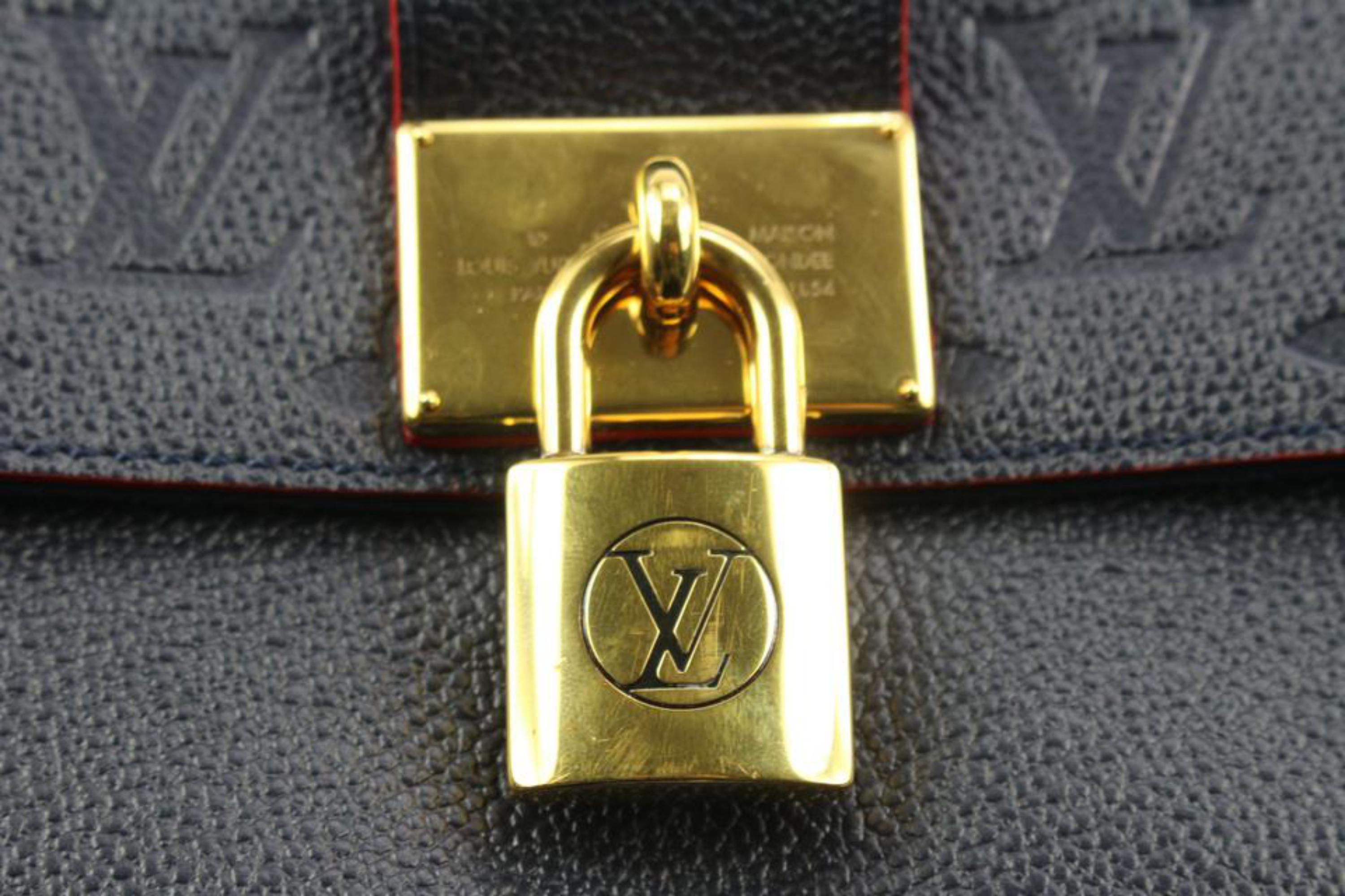 Women's Louis Vuitton Navy Monogram Leather Empreinte Marignan 2way Padlock Bag s126lv59