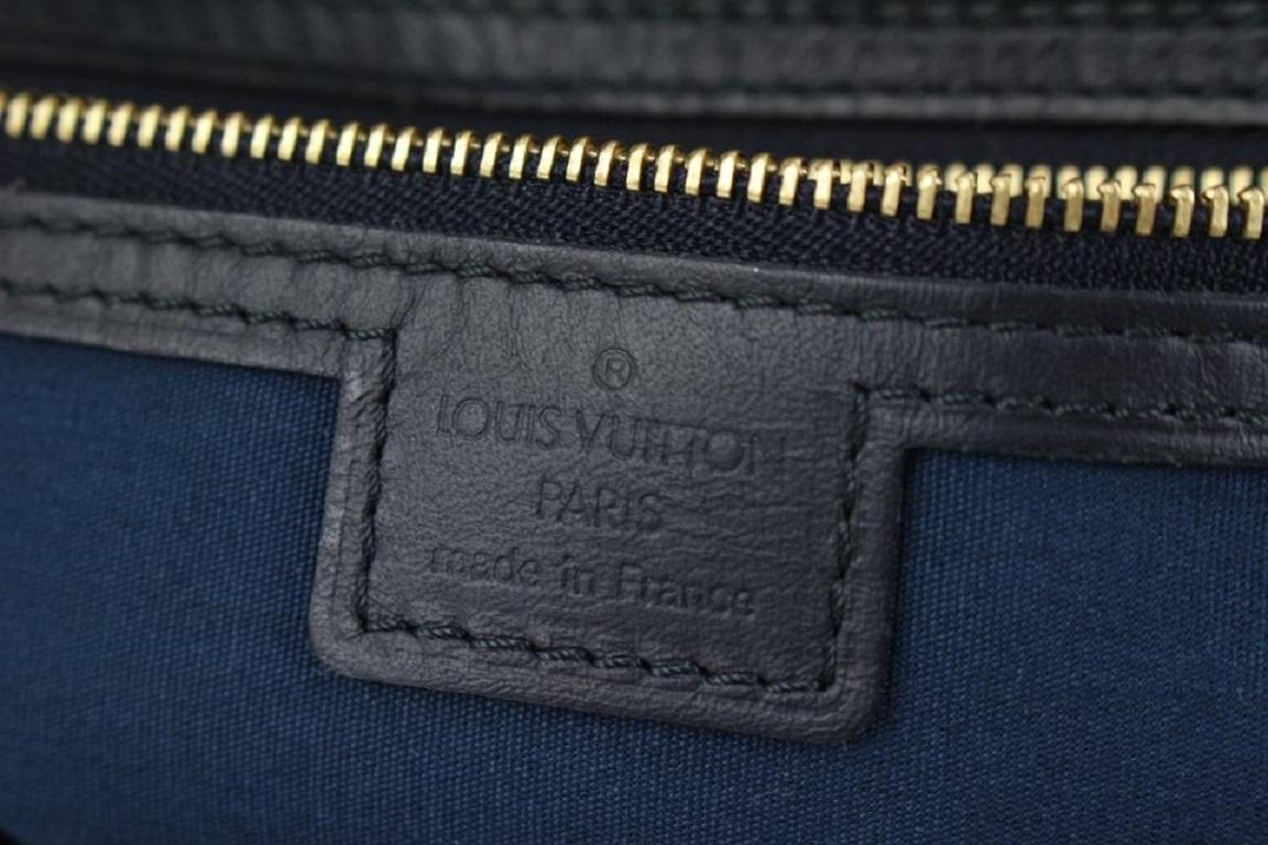 Louis Vuitton Navy Monogram Mini Lin Josephine GM Boston Speedy Bag 910lv4 In Good Condition For Sale In Dix hills, NY
