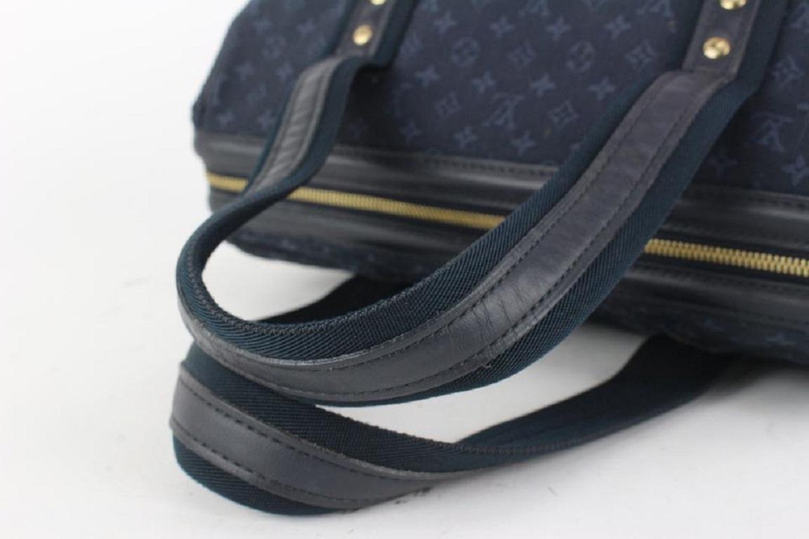 Women's Louis Vuitton Navy Monogram Mini Lin Josephine GM Boston Speedy Bag 910lv4 For Sale