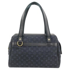 Louis Vuitton Navy Monogramm Mini Lin Josephine PM Speedy Tasche 119lv50